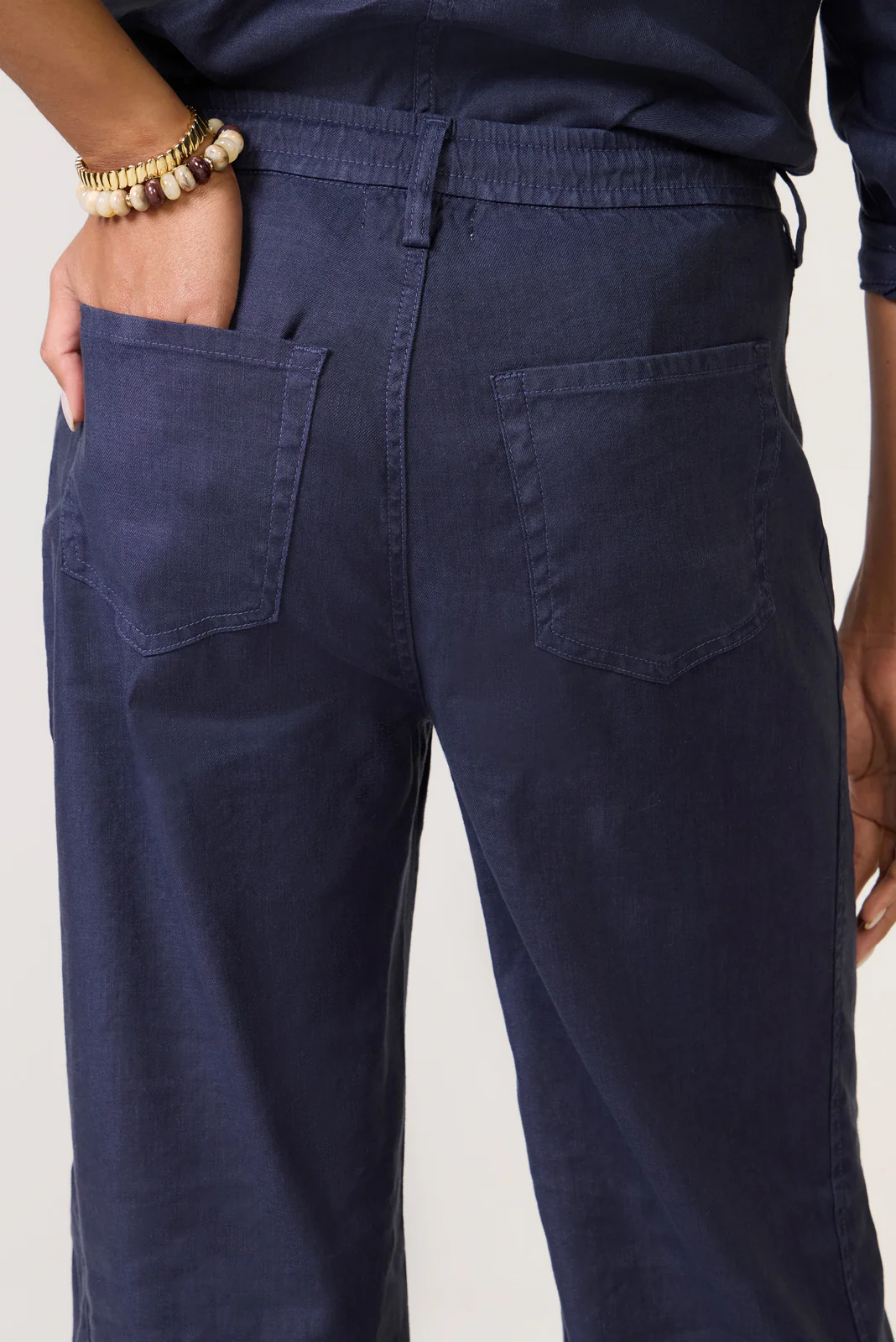 Joelle Stretch Linen Trouser with Tie Waist - Image 3