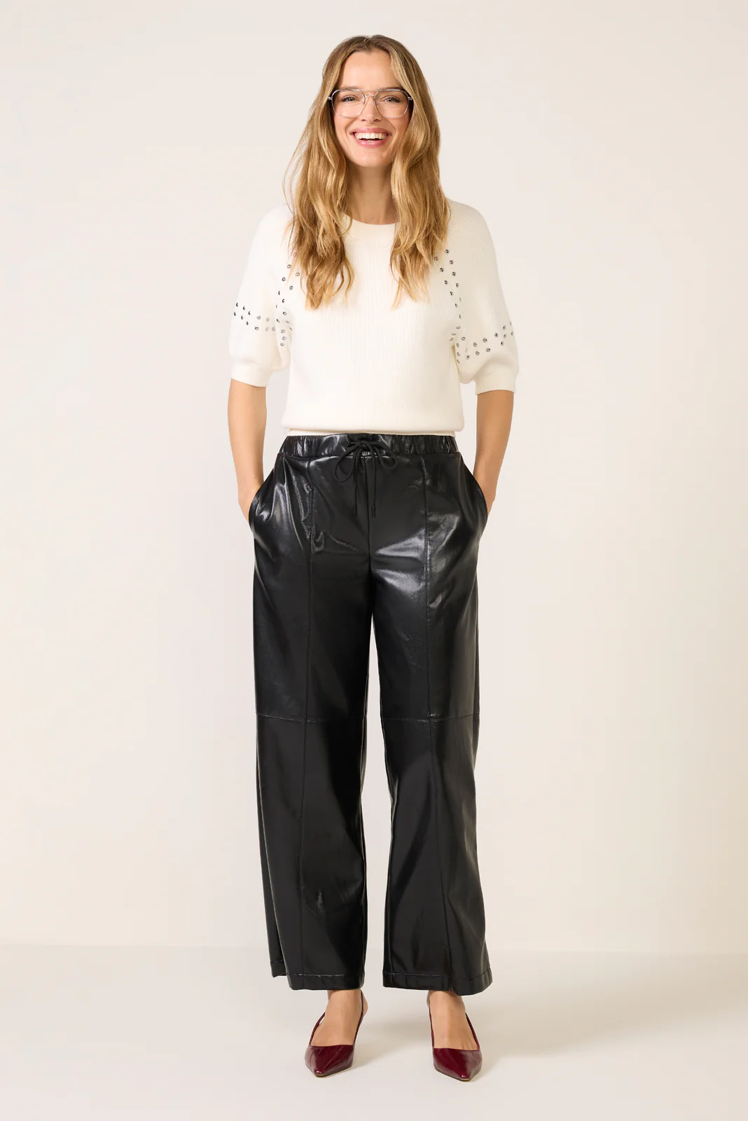 Jordan Faux Leather Wide Leg Pant - Image 6