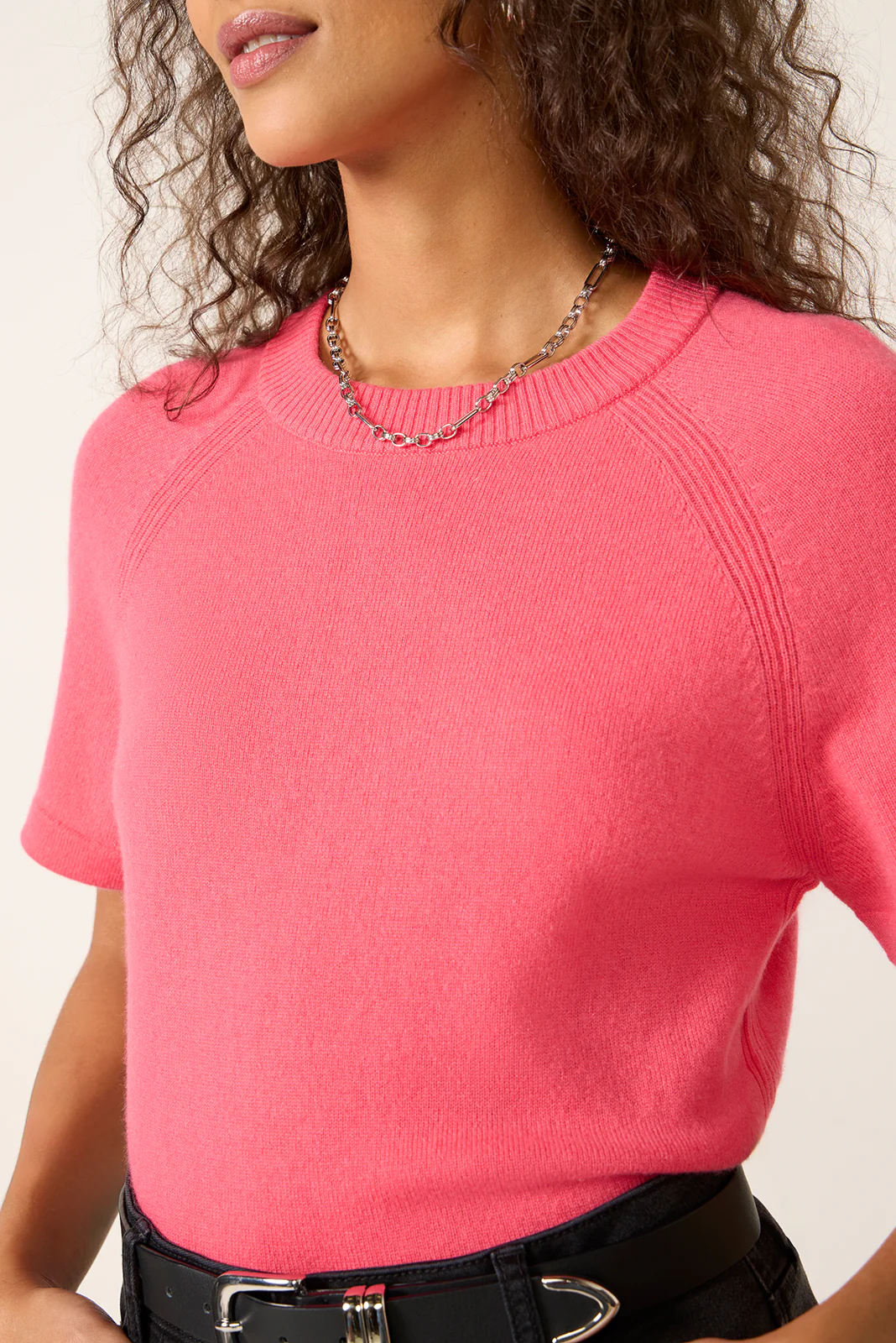Katie Short Sleeve Raglan Cashmere Tee - Image 3