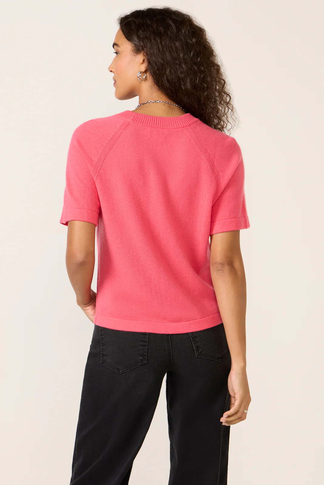 Katie Short Sleeve Raglan Cashmere Tee - Image 4