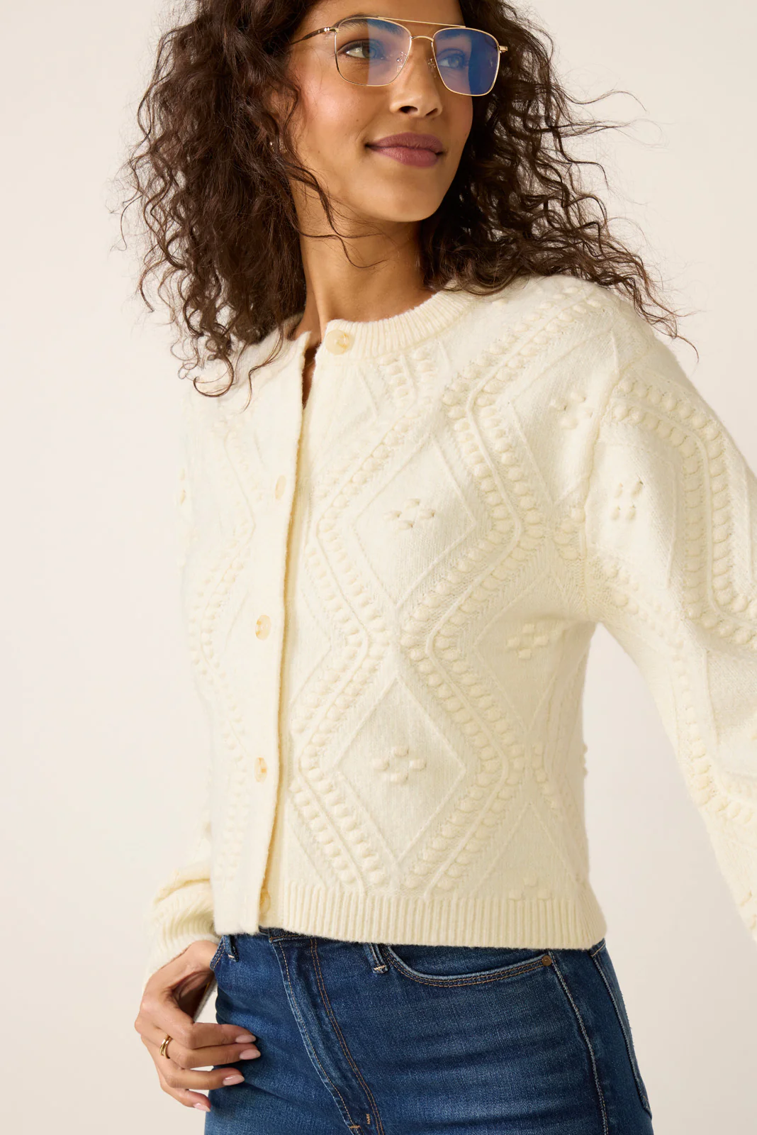 Kitty Bobble Crew Cardigan