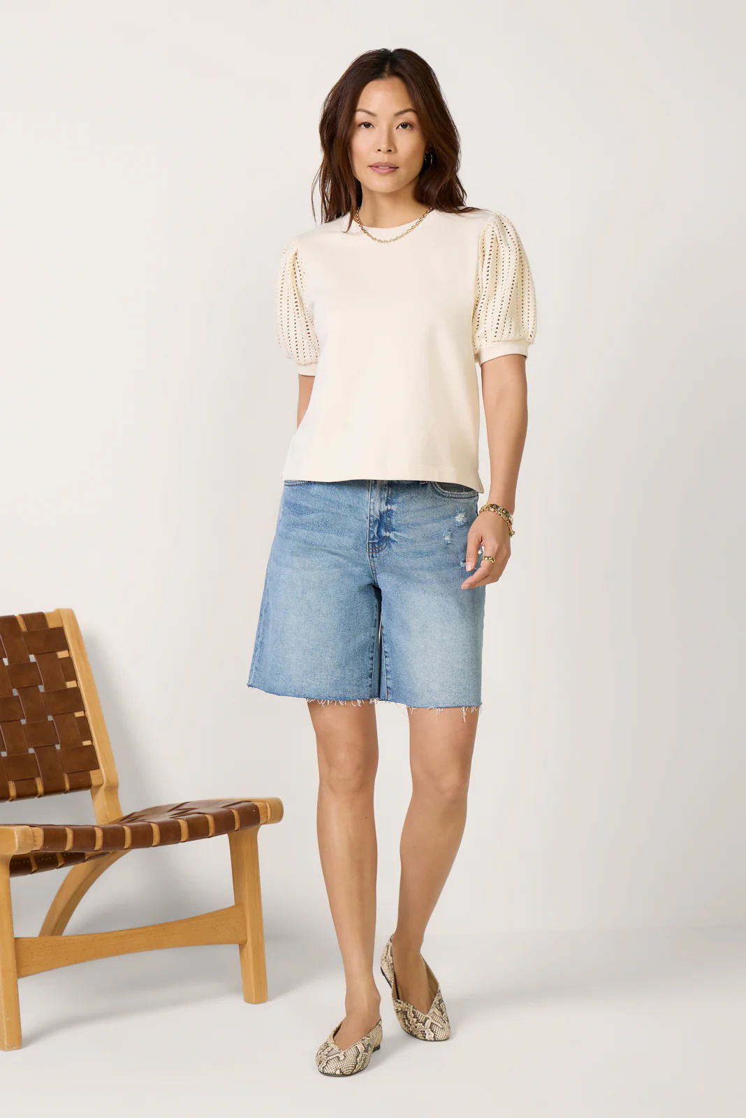 Lea Crochet Sleeve Tee - Image 2