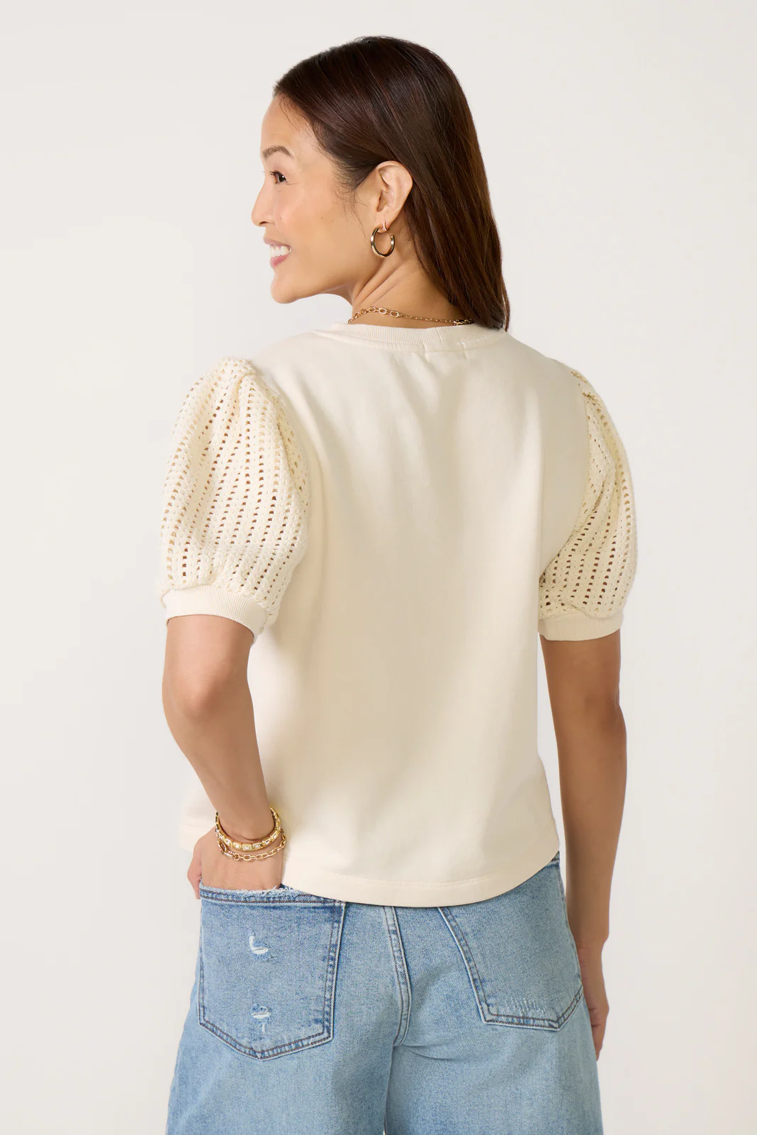 Lea Crochet Sleeve Tee - Image 4