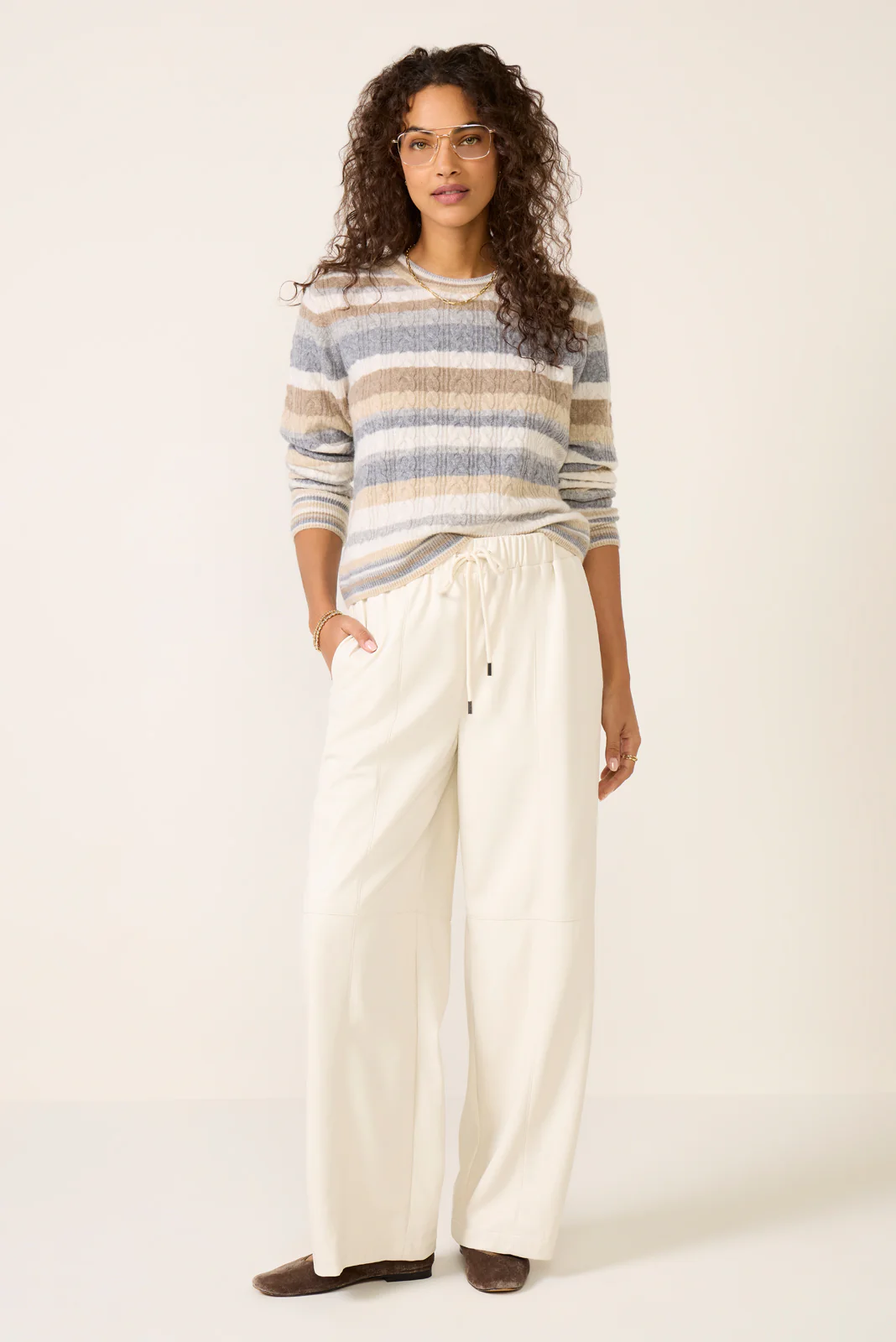 Lettie Striped Cable Cashmere Sweater - Image 5