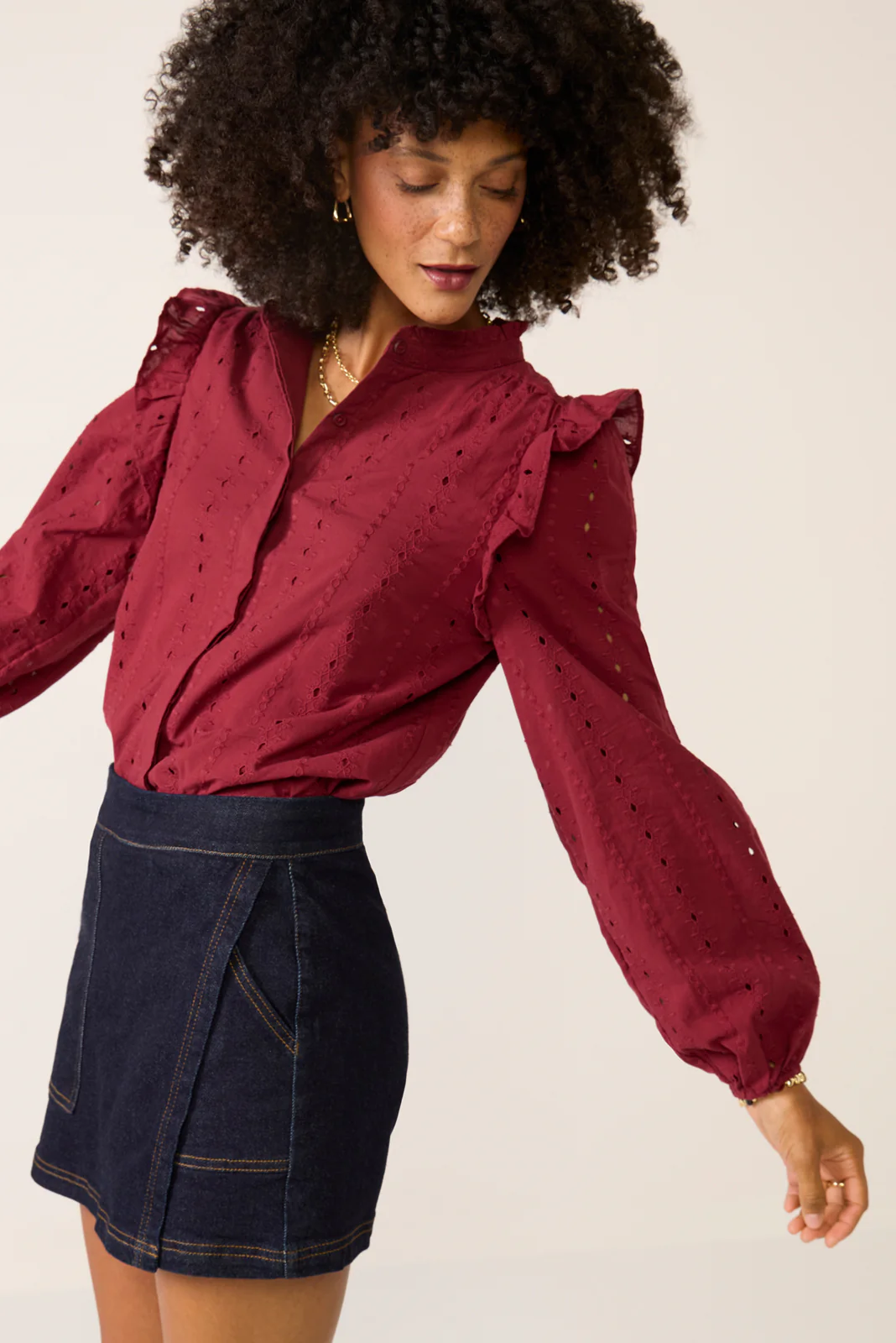 Lia Textured Ruffle Shirt - Image 5