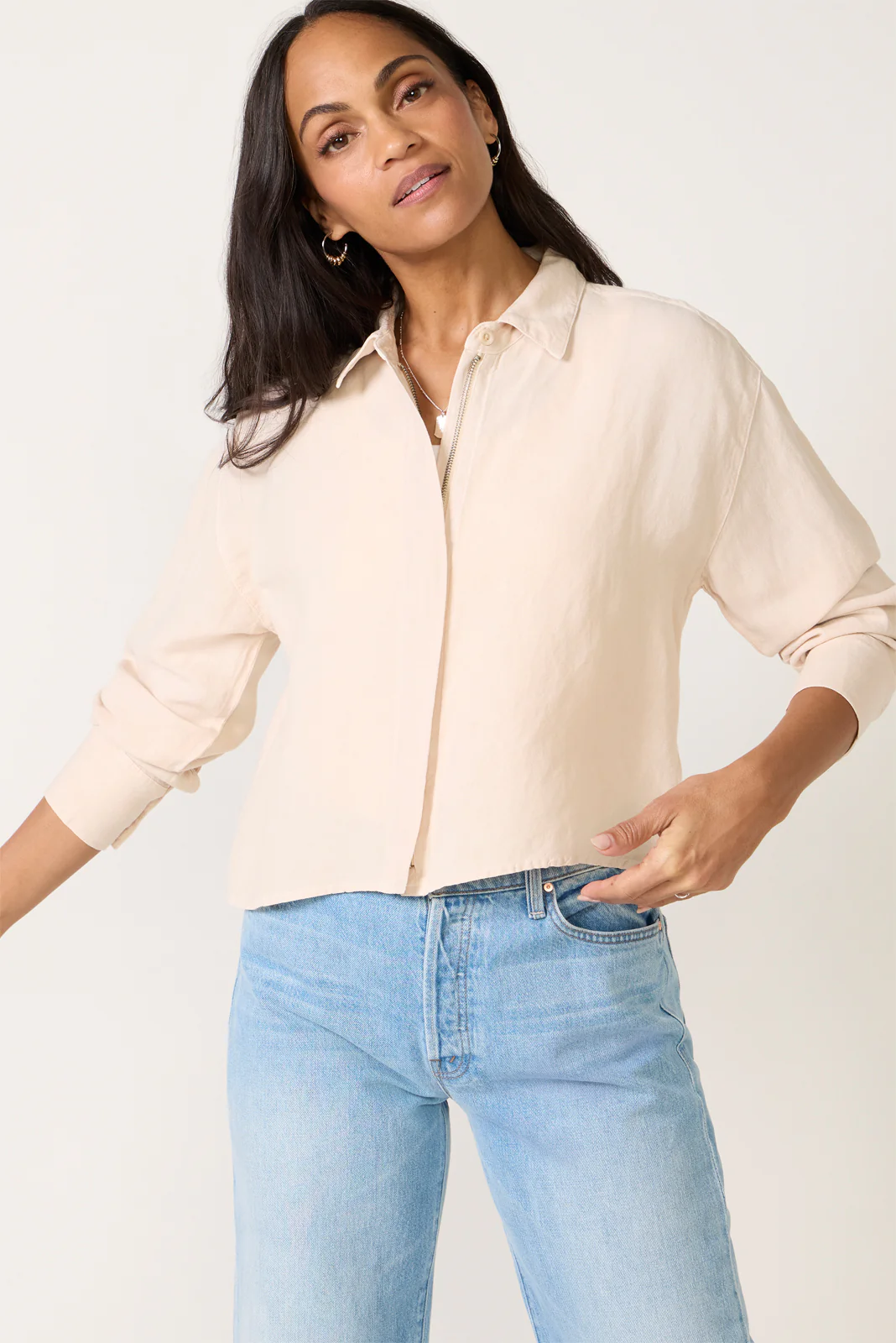Linen Zip Up Shirt - Image 6