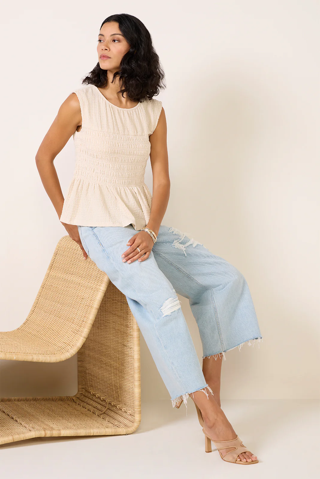 Luna Textured Smocked Waist Tee - Image 2