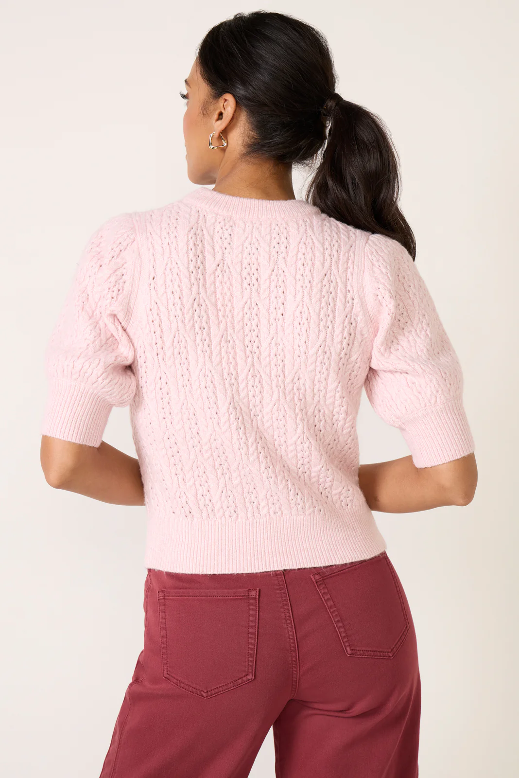 Mason Puff Sleeve Cable Sweater - Image 4