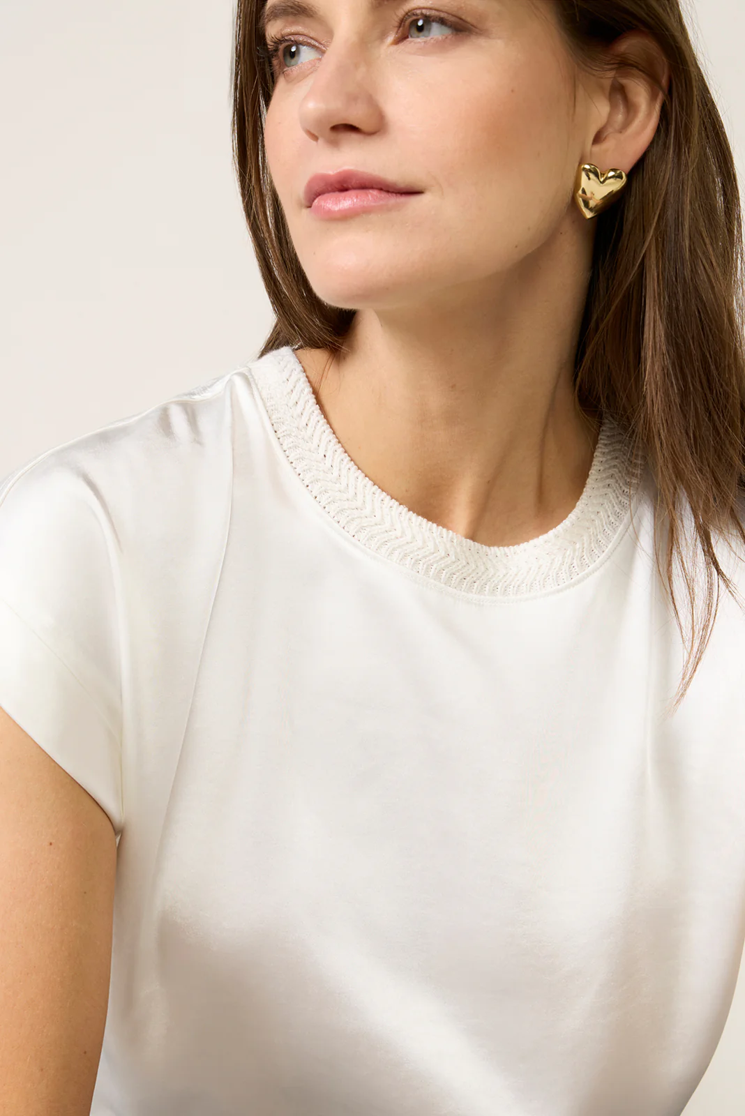 Massi Knitted Neck Satin Tee - Image 3