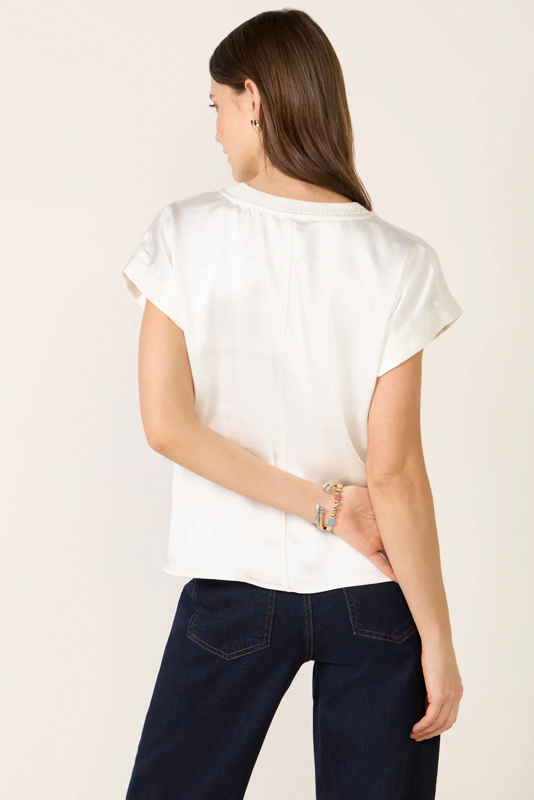 Massi Knitted Neck Satin Tee - Image 4