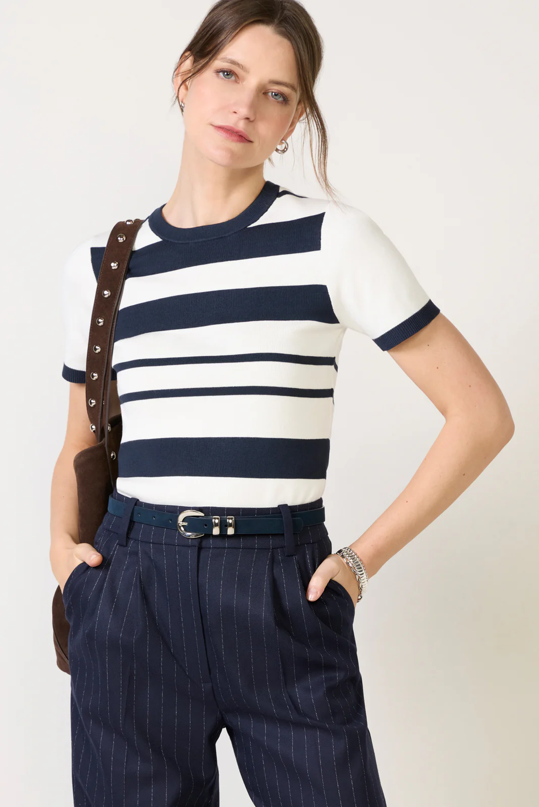 Maxime Knit Stripe Short Sleeve Sweater - Image 5