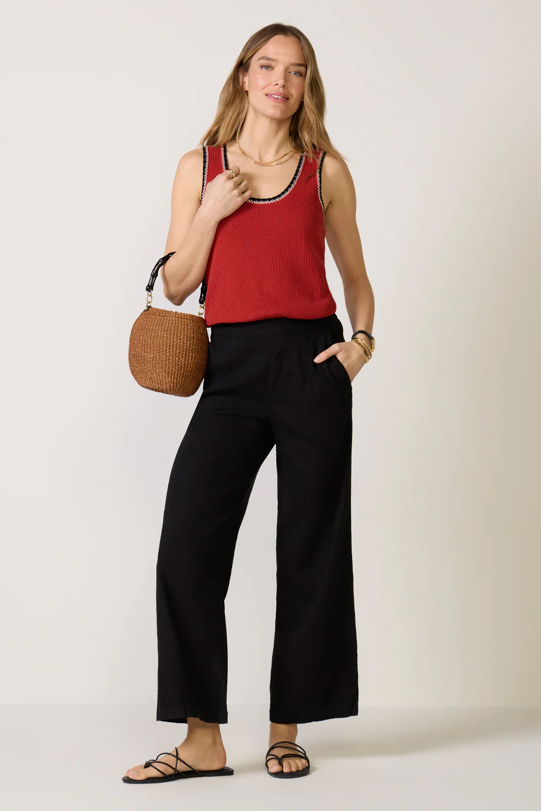 Maya Wide Leg Linen Ankle Pant - Image 4