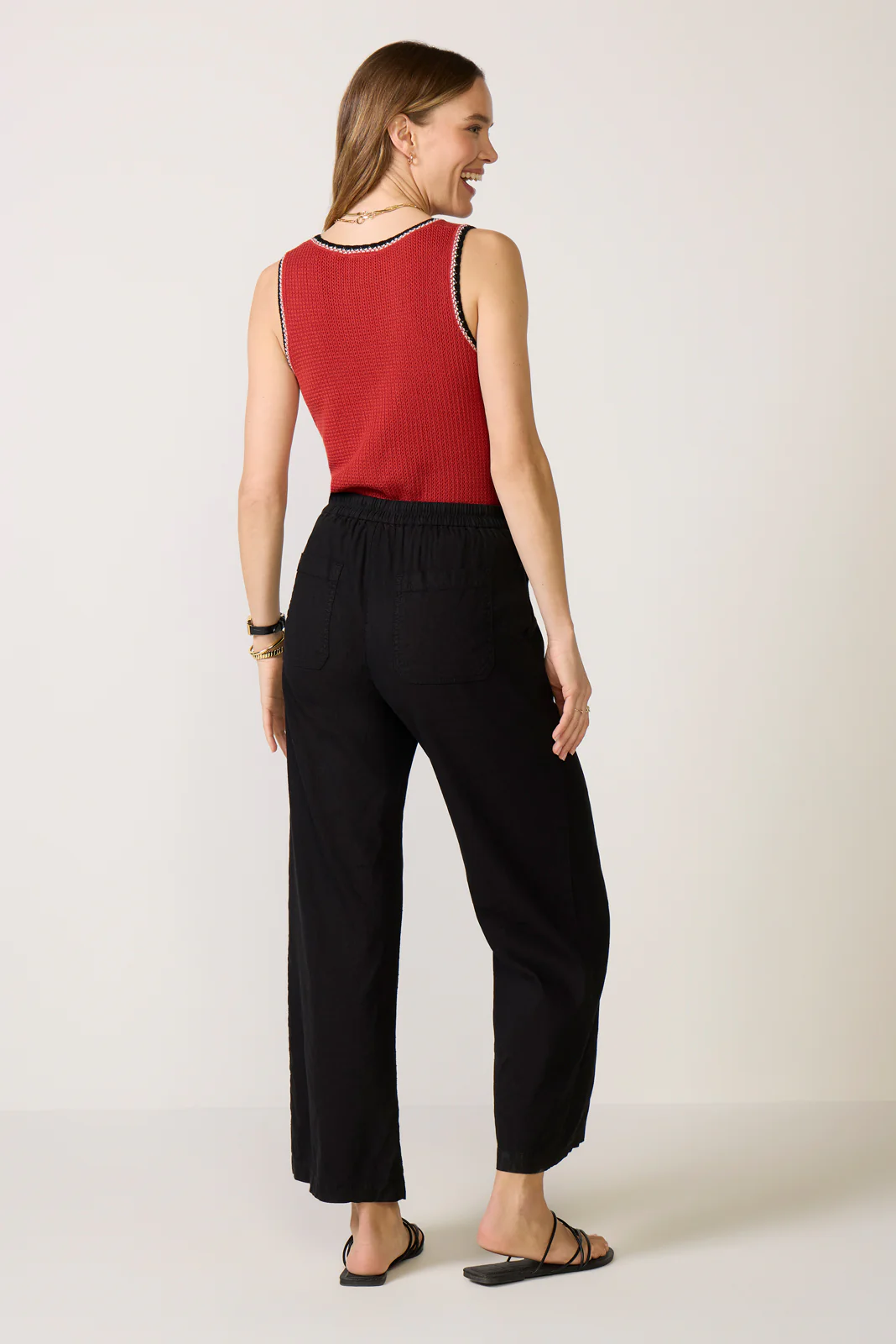 Maya Wide Leg Linen Ankle Pant - Image 5