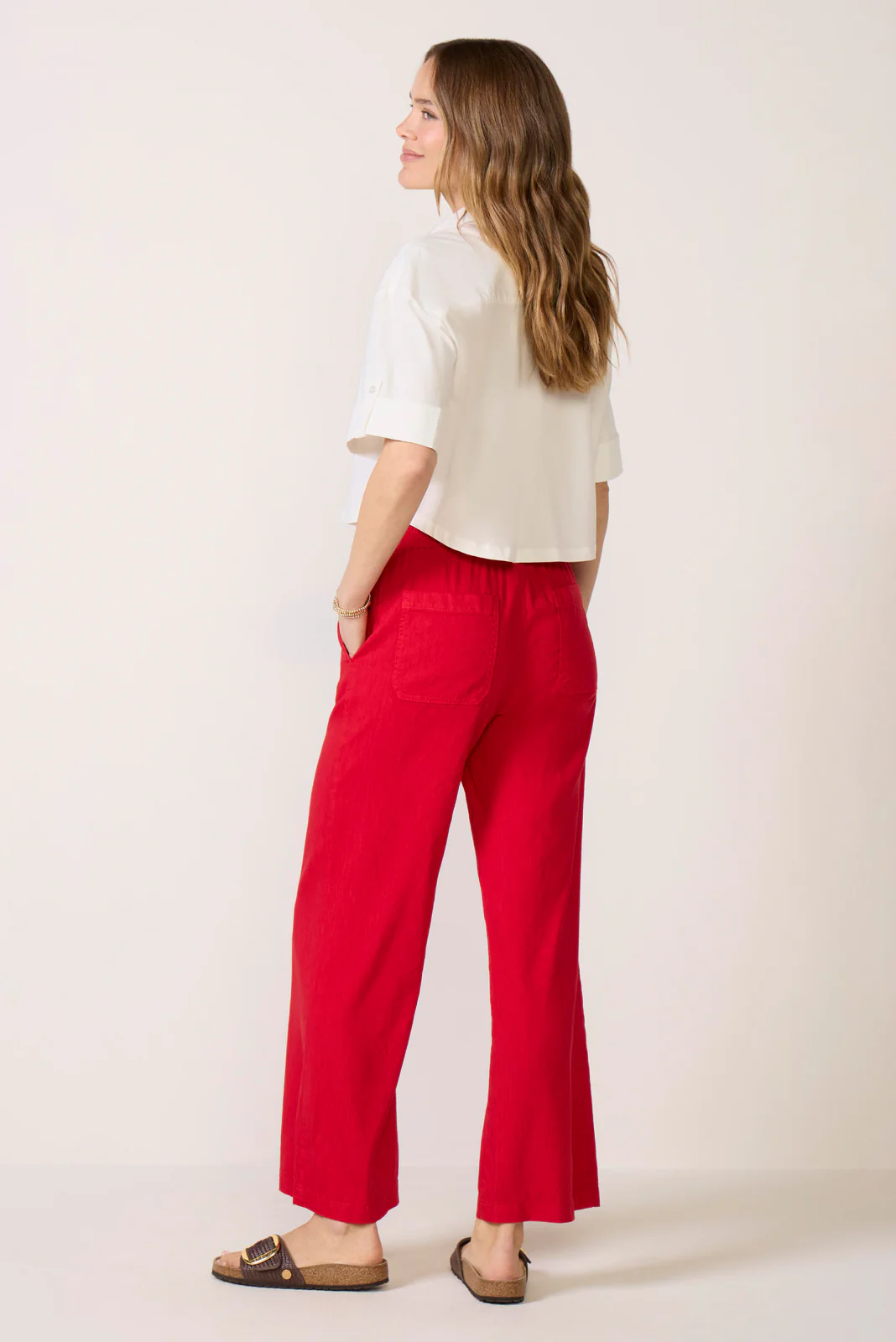 Maya Wide Leg Linen Ankle Pant - Image 4
