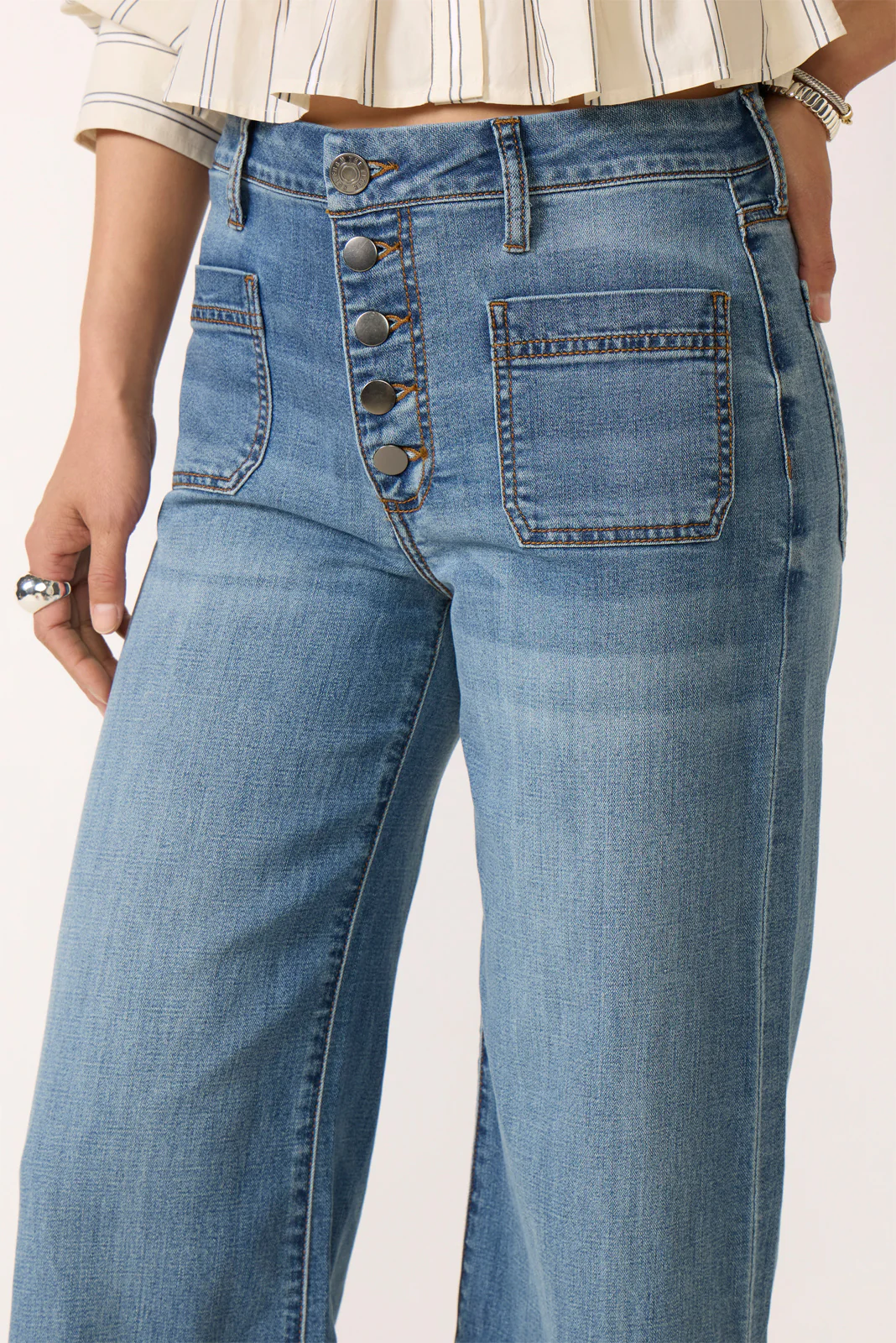 Meg Wide Leg W/ Buttons - Image 2