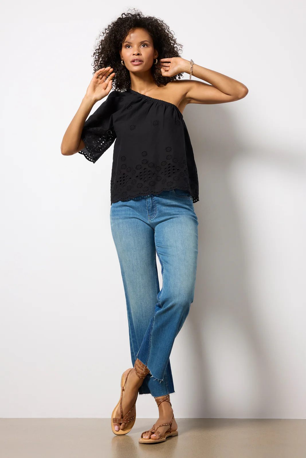 Nash Eyelet One Shoulder Top - Image 2