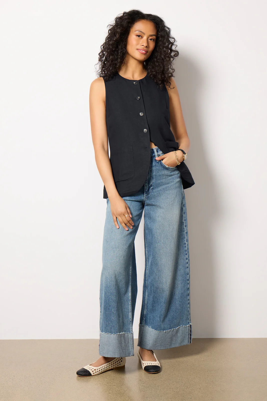 Natalia Long Linen Vest - Image 3