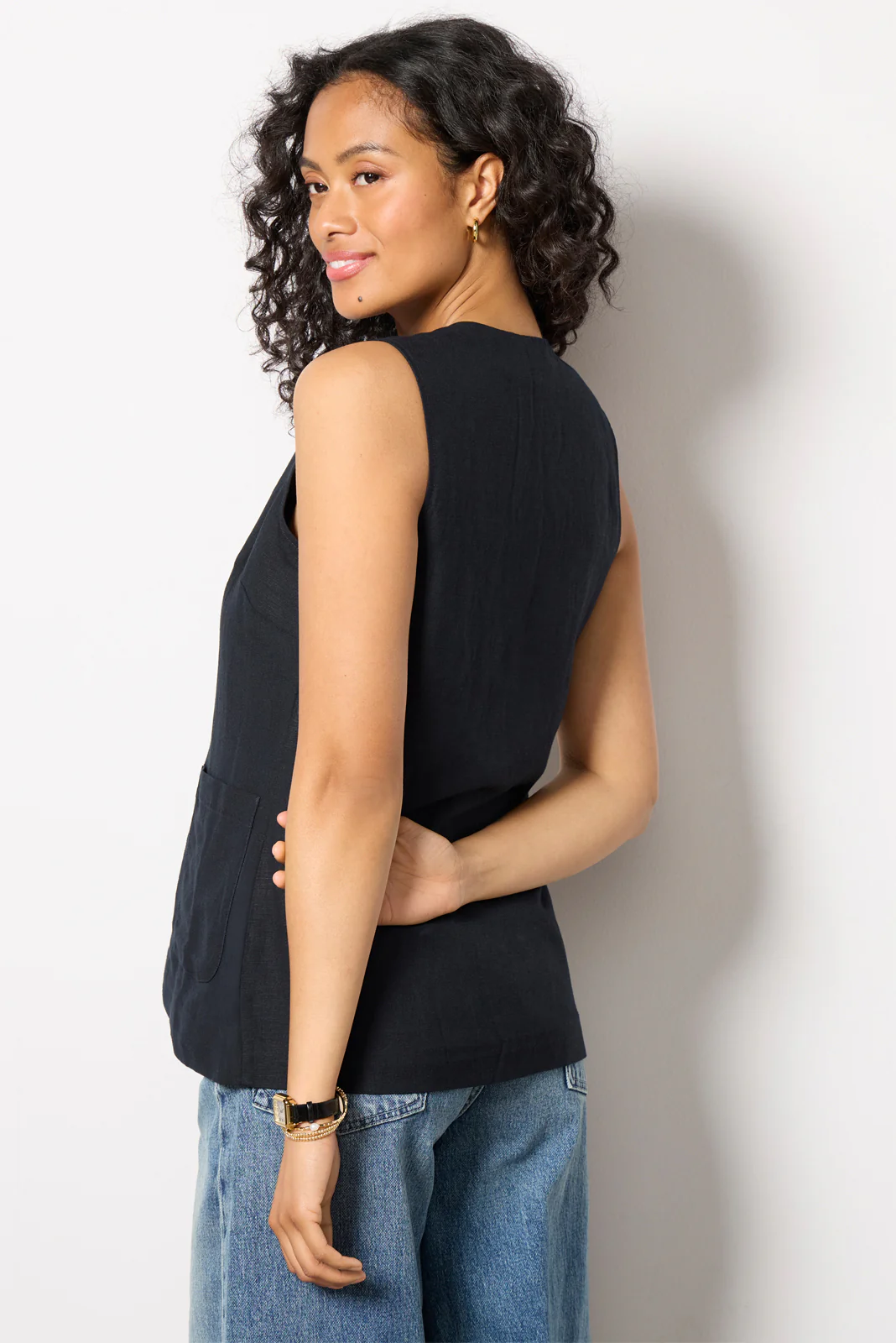 Natalia Long Linen Vest - Image 4