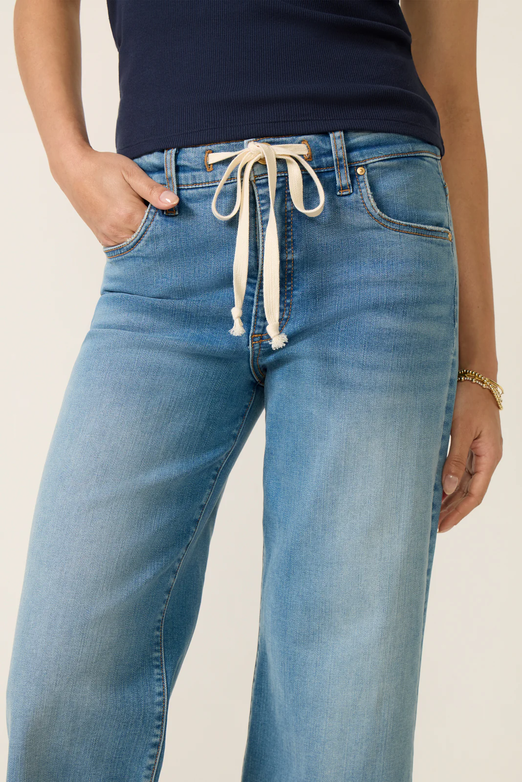 Petite Maya Drawstring Wide Leg Jean - Image 2