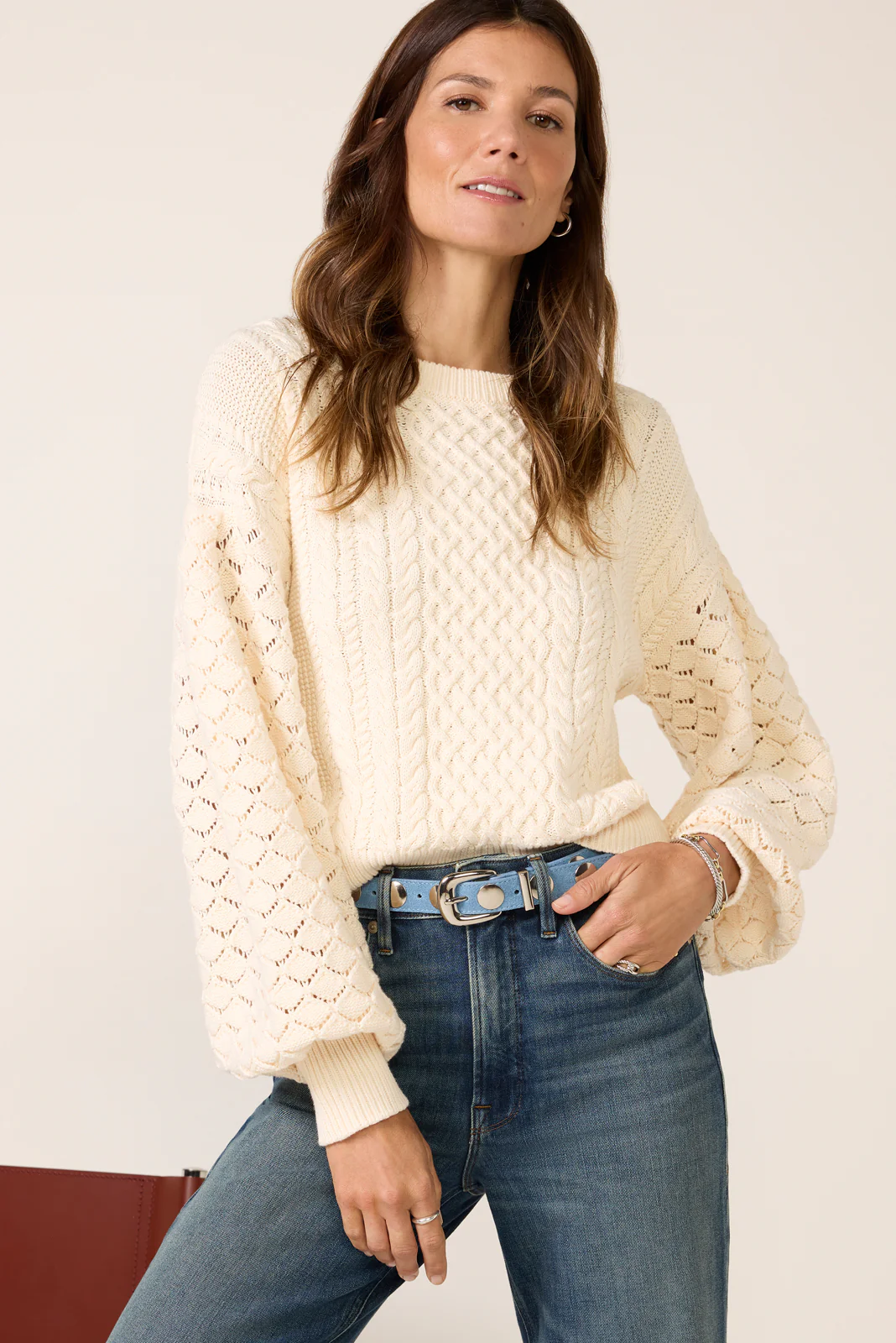 Piper Dramatic Sleeve Cable Sweater - Image 3