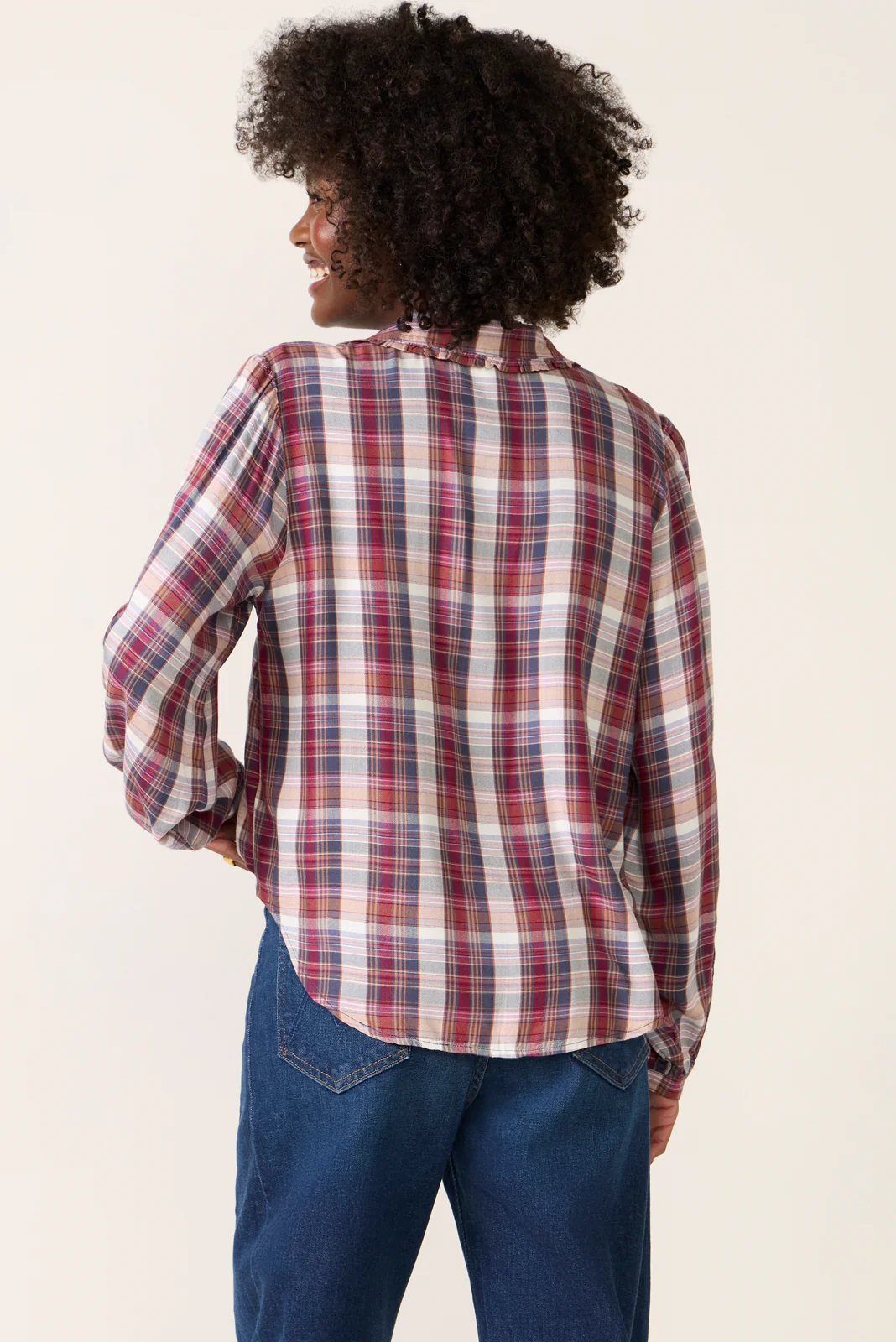Plaid Ruffle Button Down - Image 4