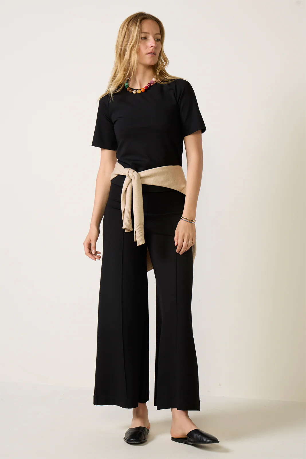 Ponte Knit Short Sleeve Extended Top - Image 2