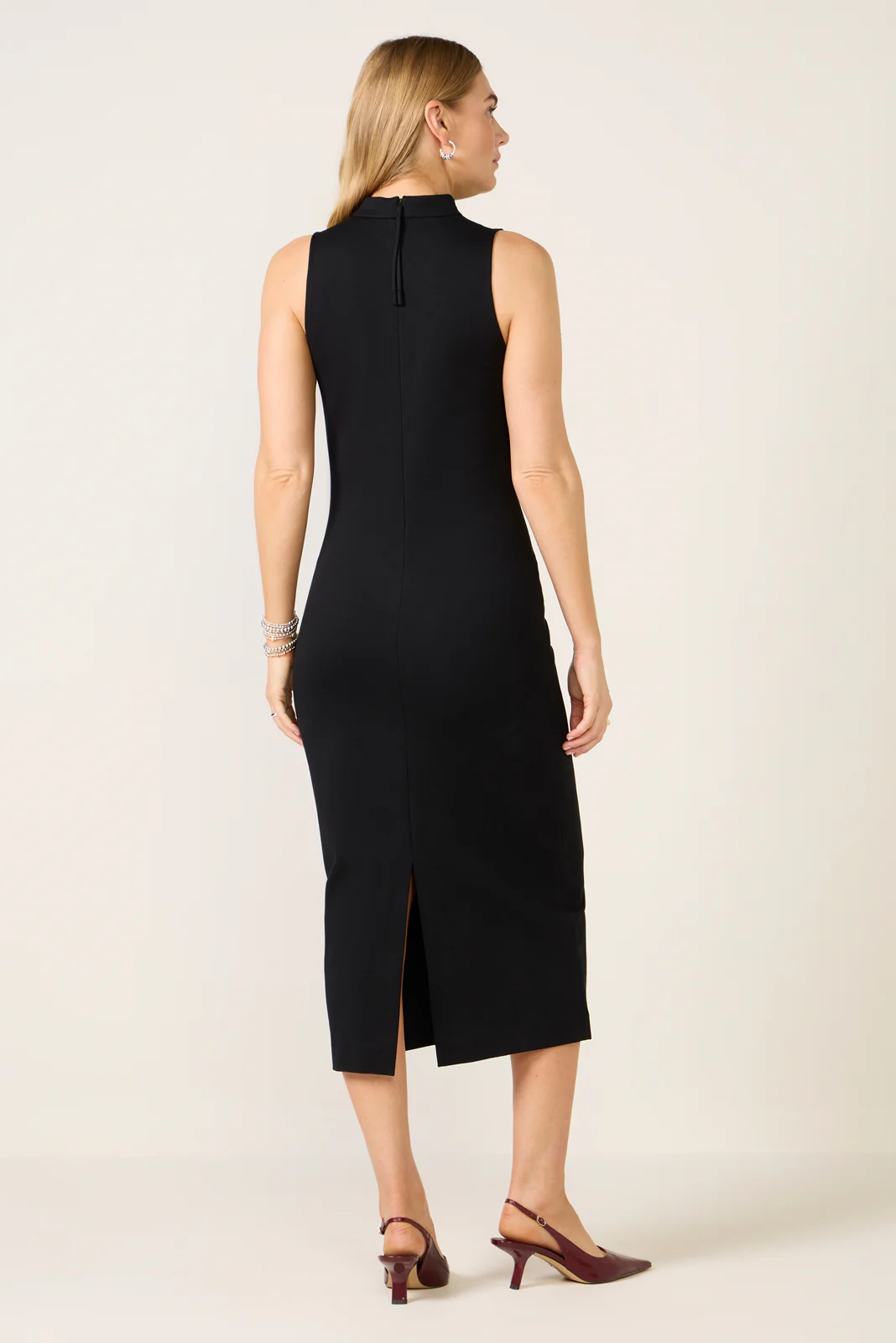 Ponte Sleeveless T-Neck Midi Dress - Image 4