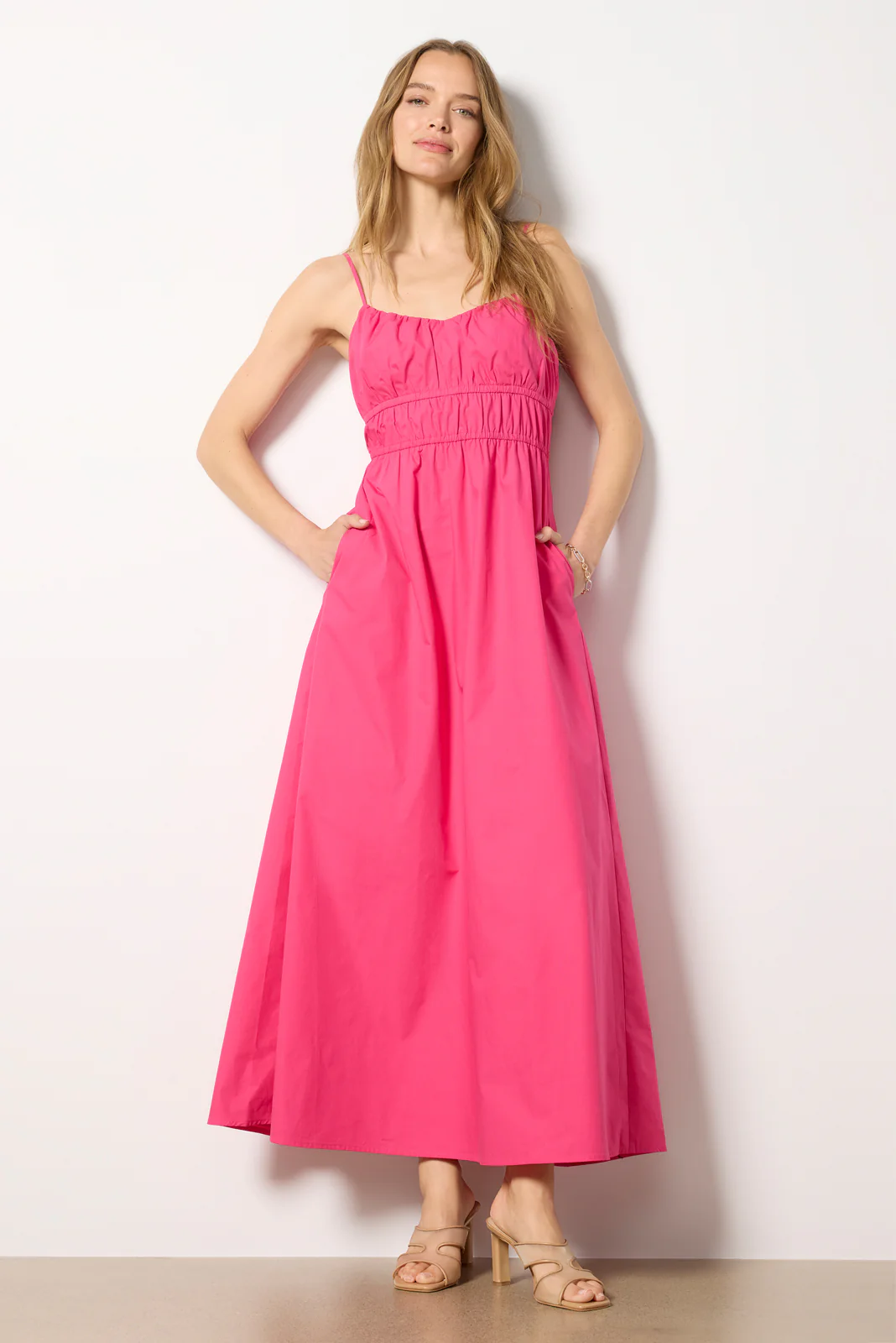Poplin Ruched Maxi Dress - Image 3