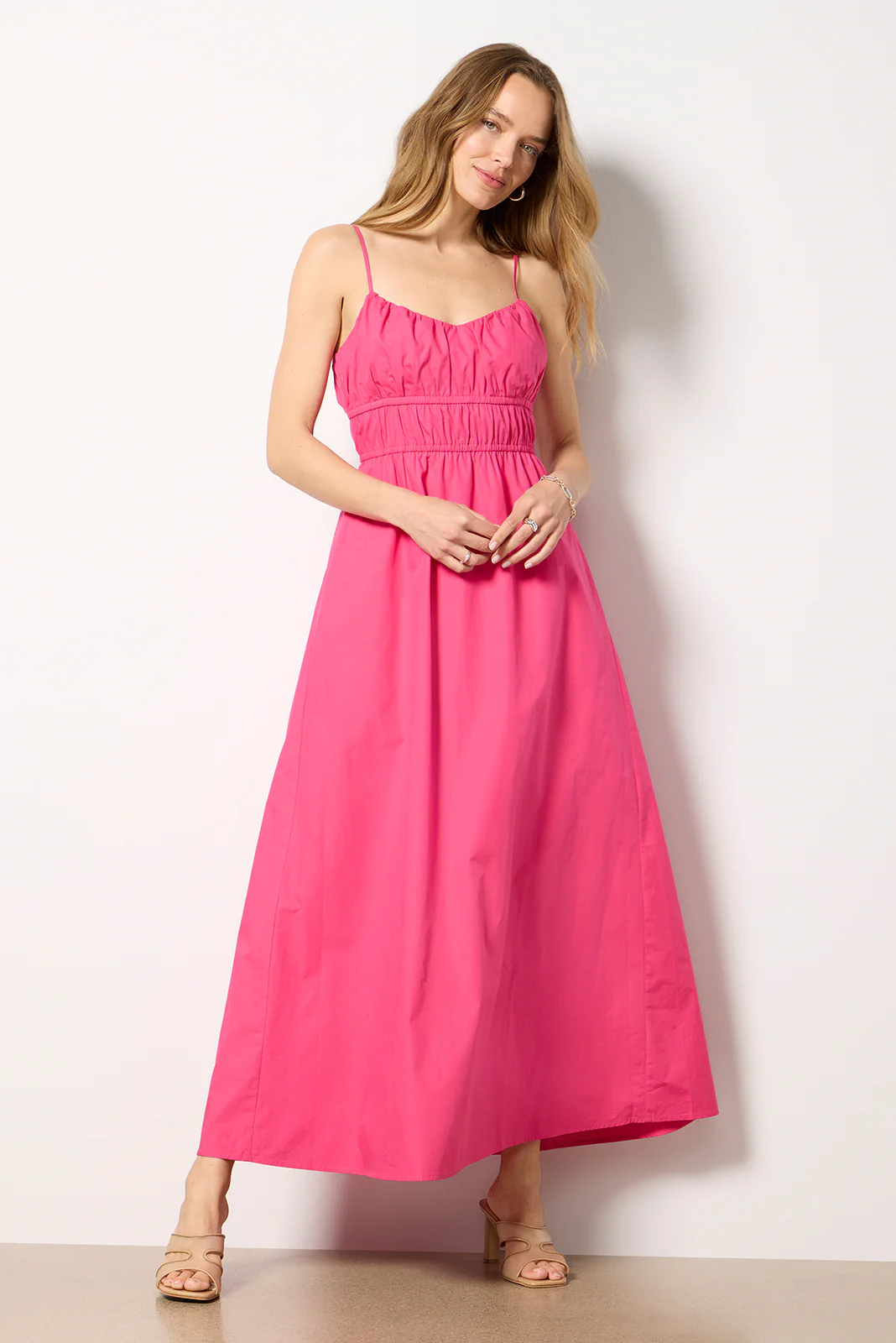 Poplin Ruched Maxi Dress - Image 5