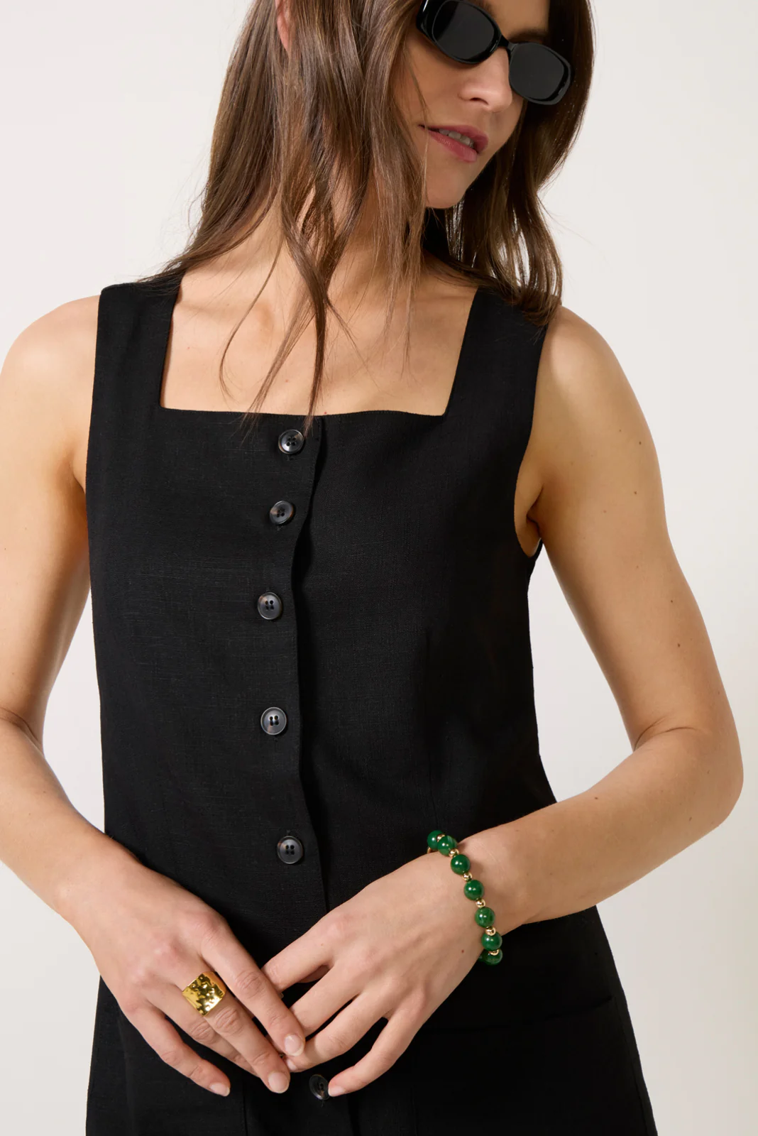 Posh Button Linen Dress - Image 2
