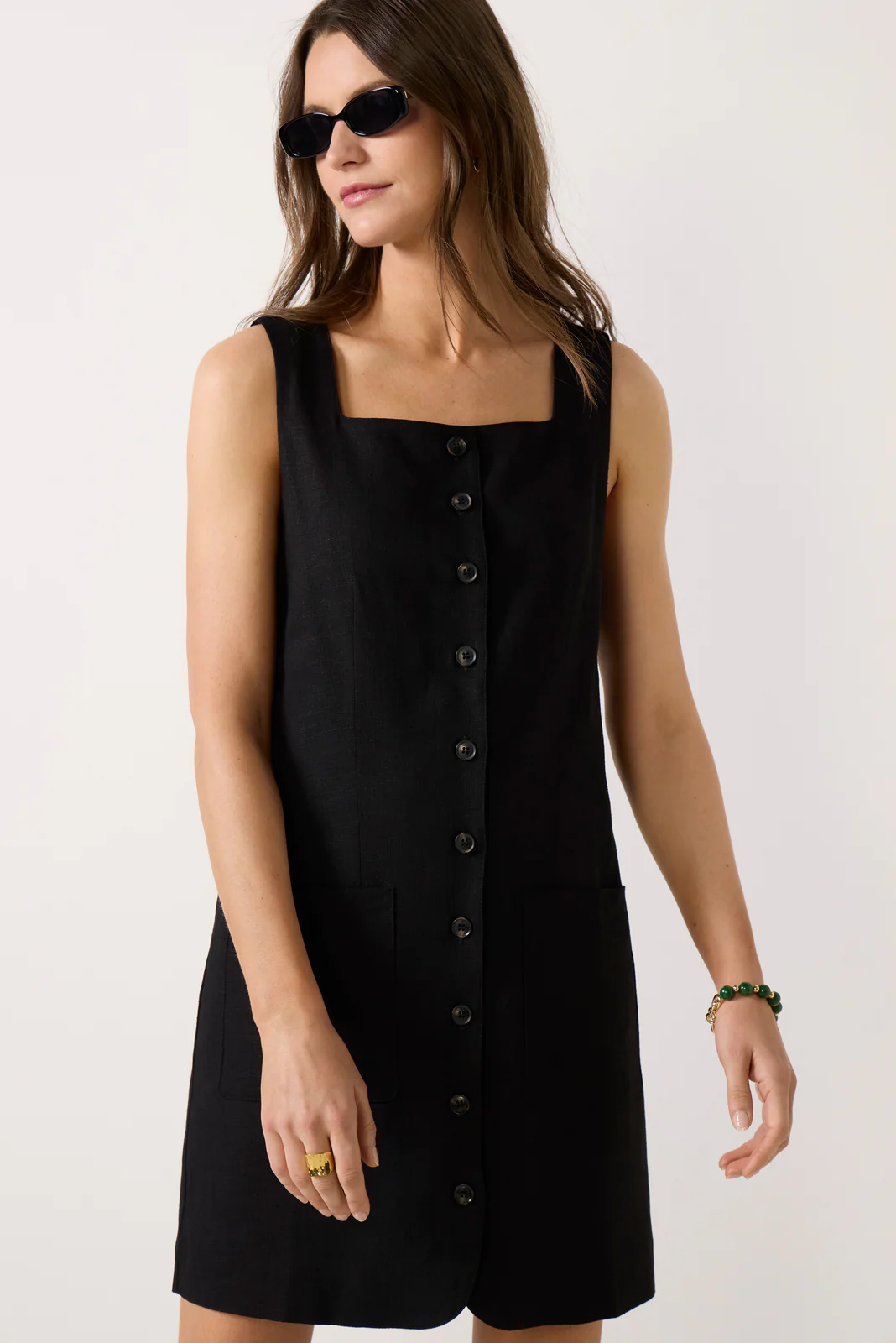 Posh Button Linen Dress - Image 3