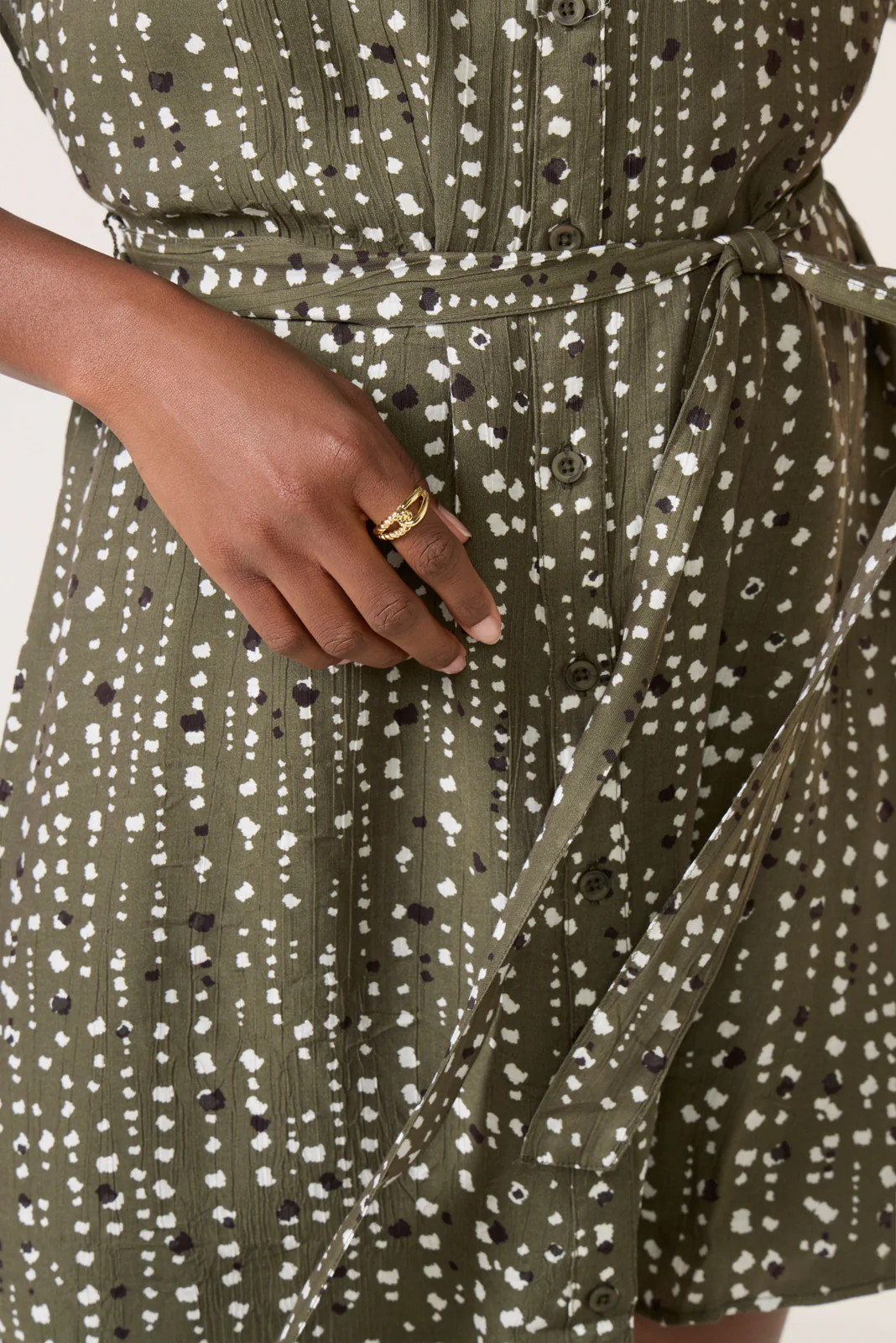 Puff Sleeve Belted Shirt Dress - Image 3