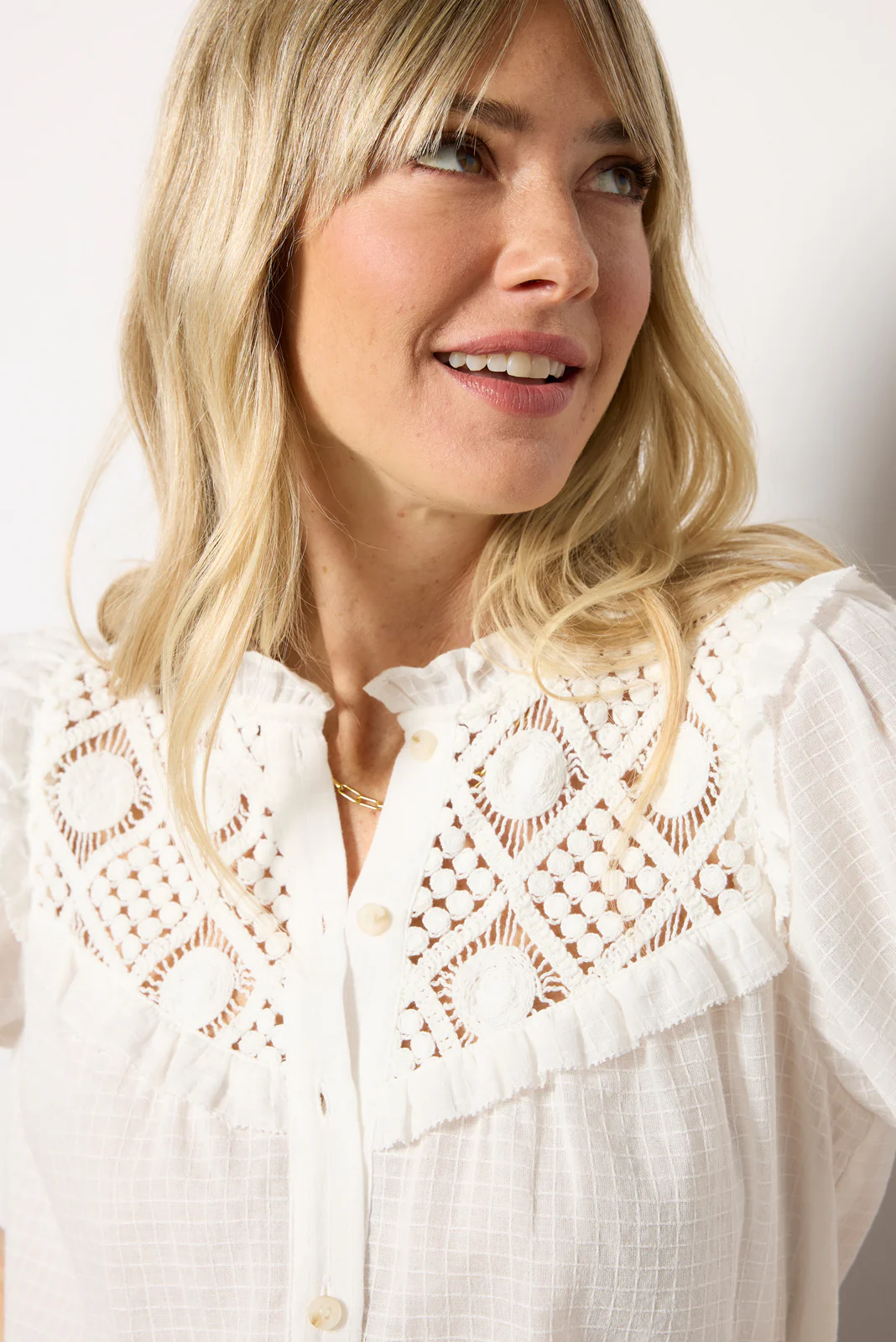 Quarter Sleeve Crochet Blouse - Image 3