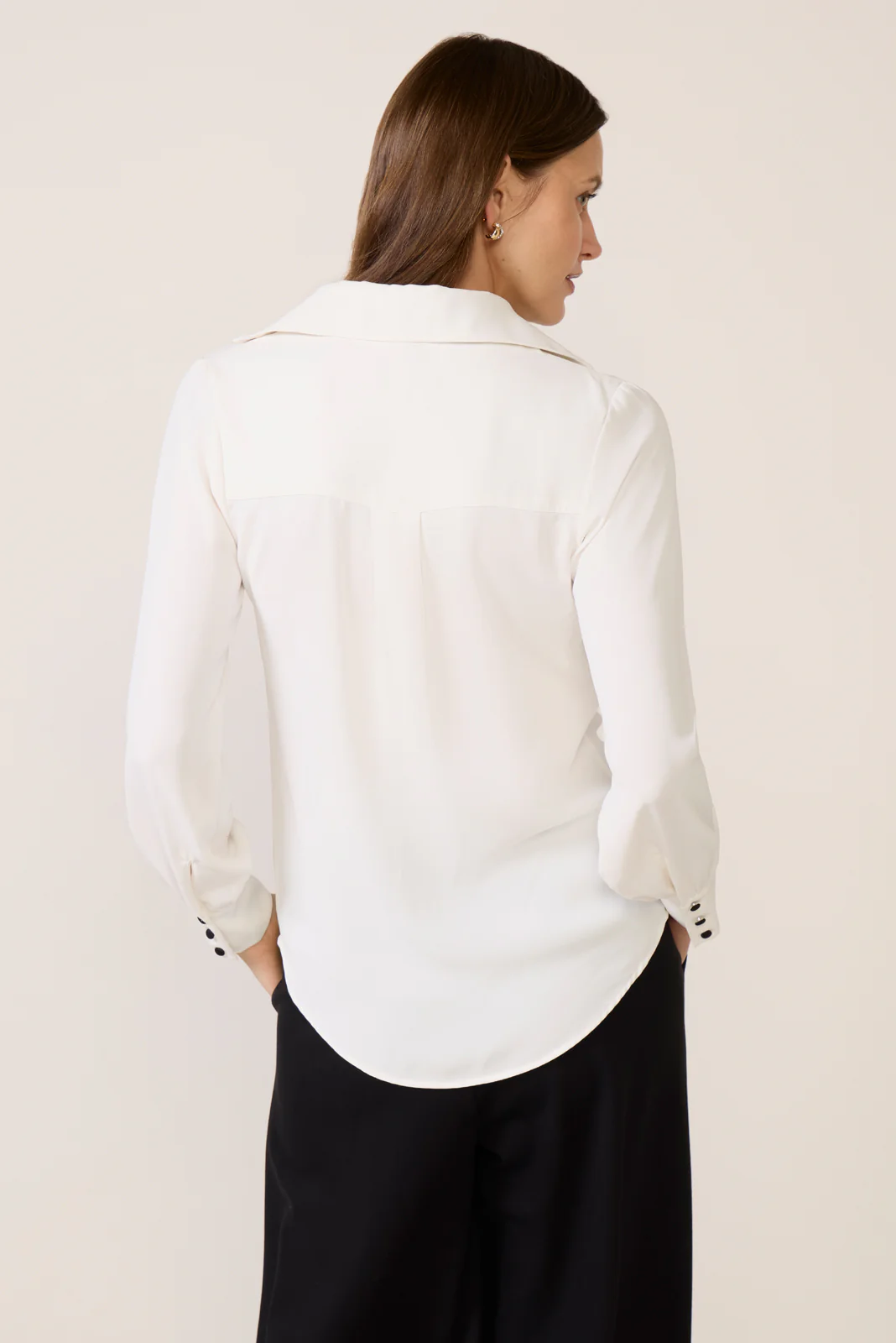 Quinn Crepe Satin Bow Shirt - Image 4