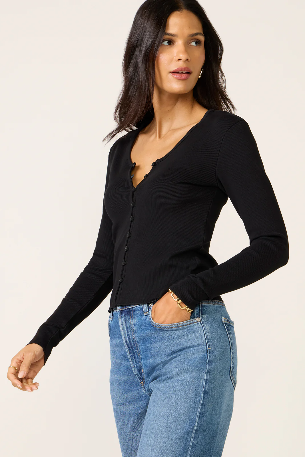 Ribbed Button Up Top