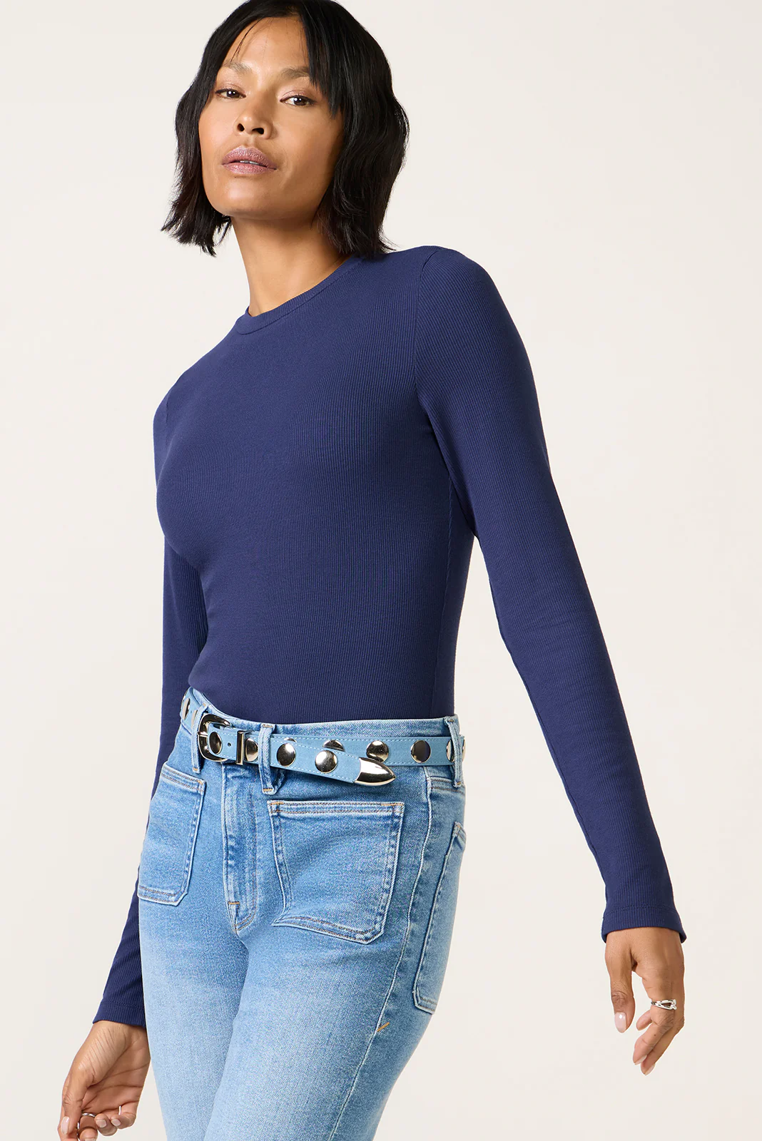 Rilo Ribbed Snap Long Sleeve Top - Image 5