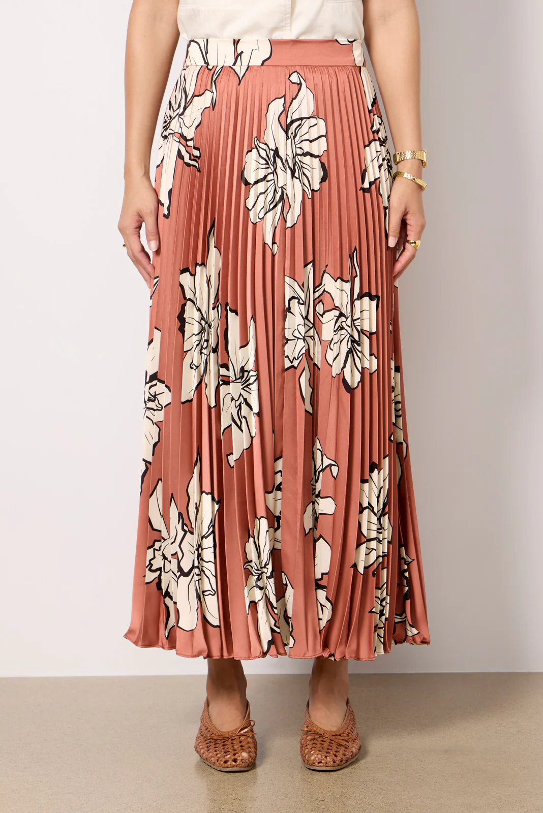 Satin Pleated Midi Skirt - Image 5