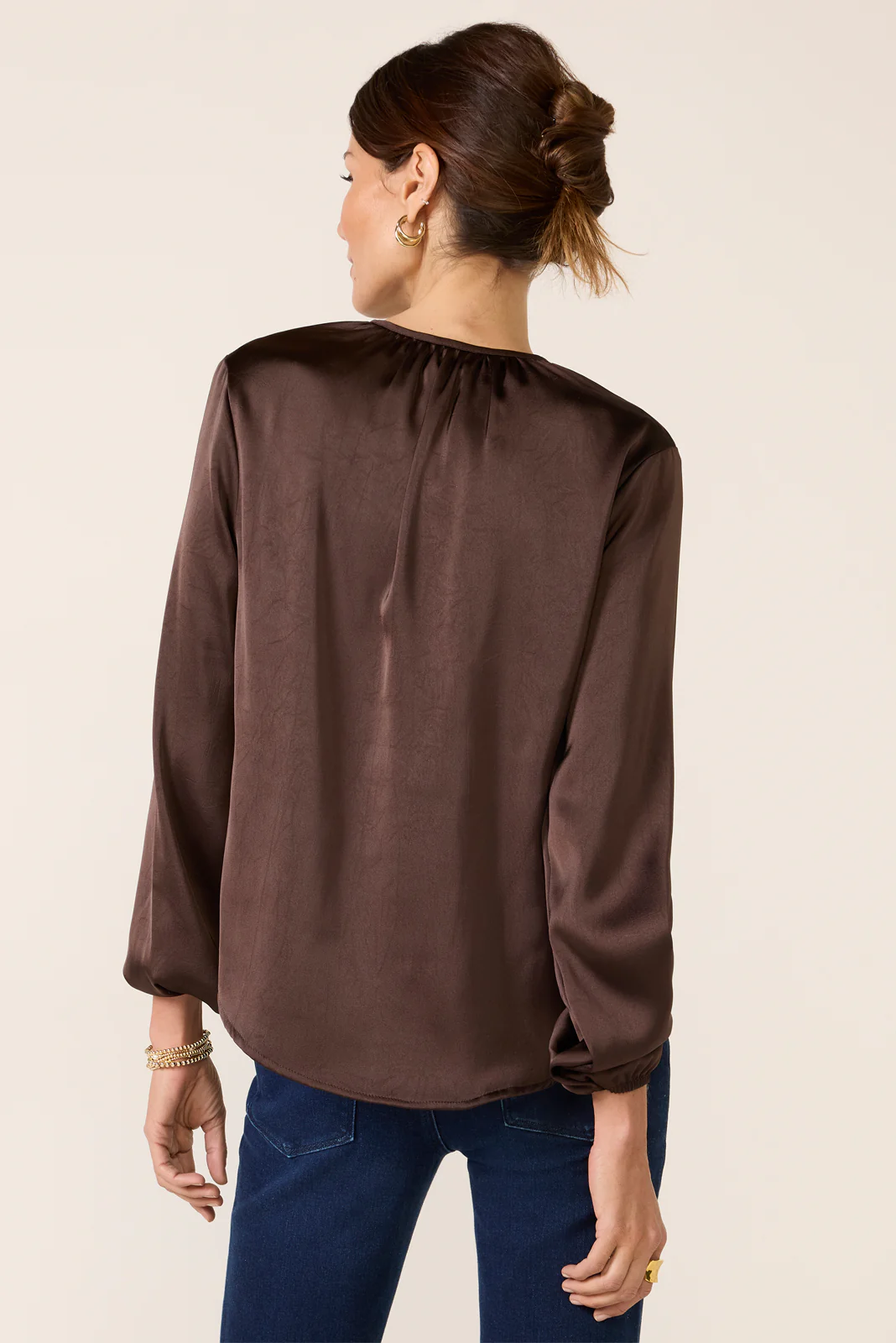 Satin V Neck Bow Top - Image 4