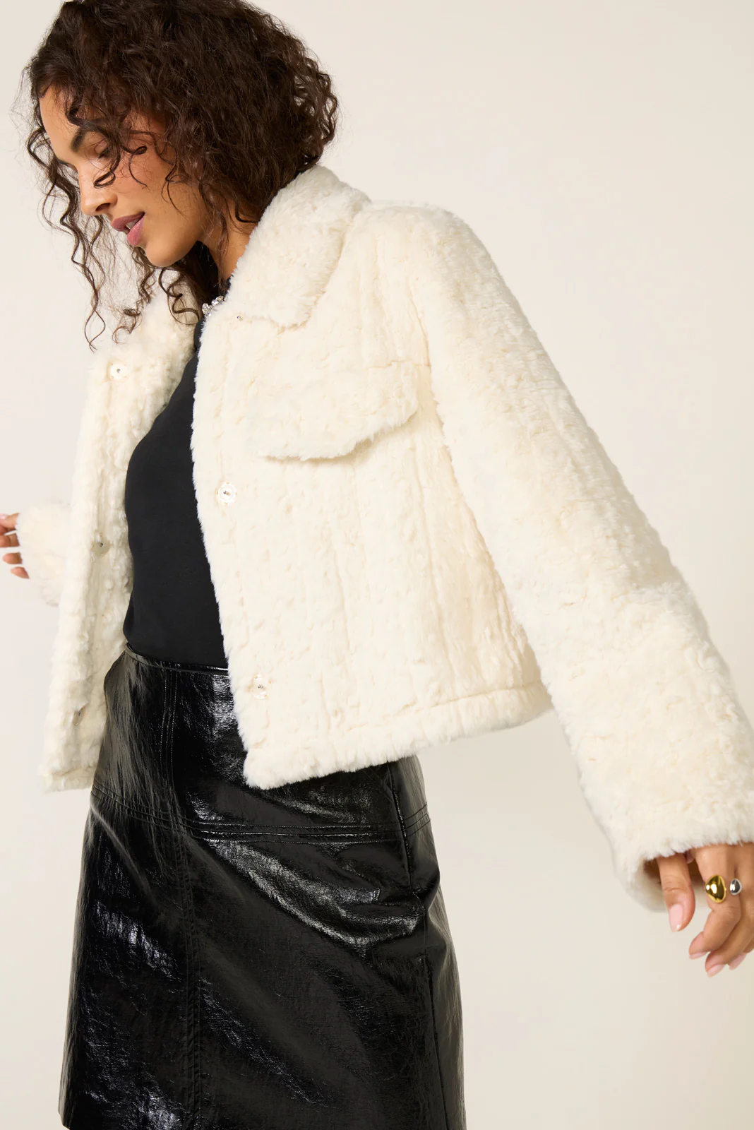Serene Fur Trucker Jacket - Image 5