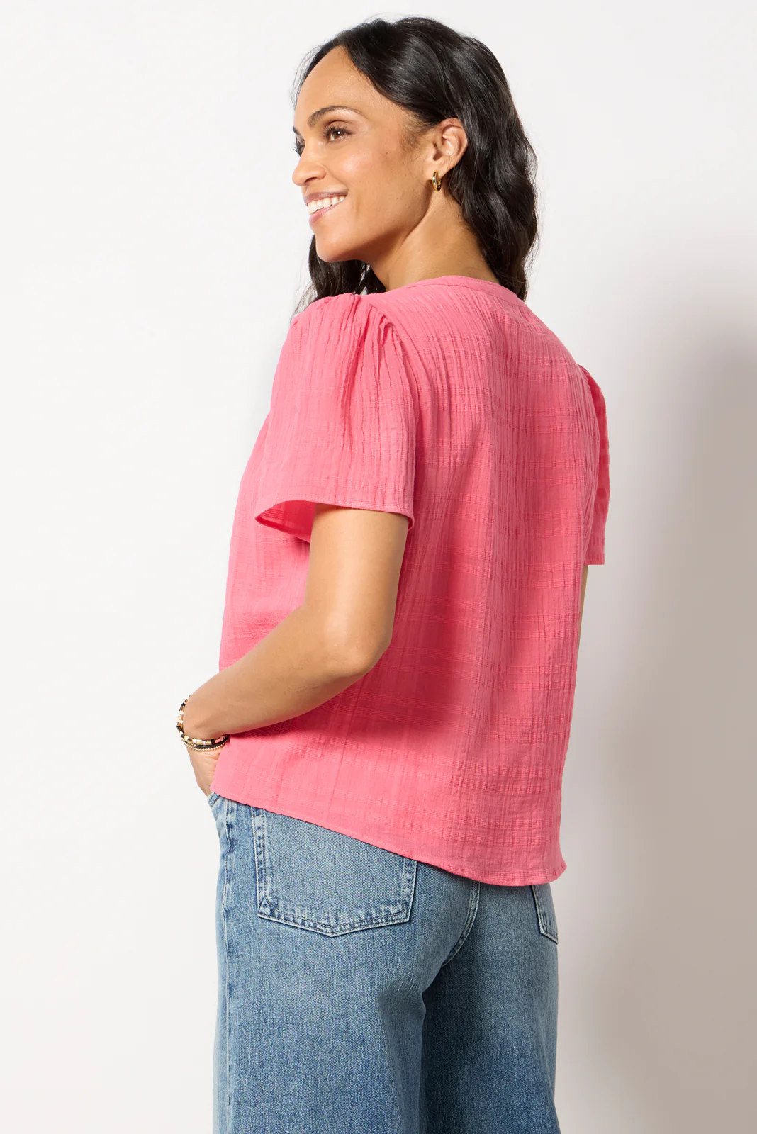 Shelby Textured Split Neck Top - Image 4