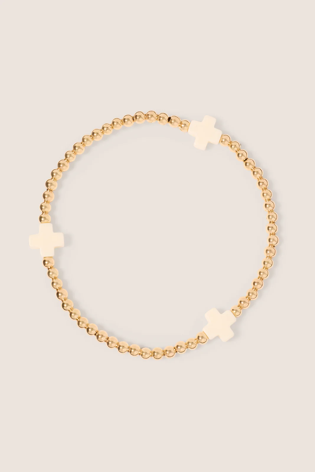 Signature Cross 3mm Gold Bracelet - Off-White