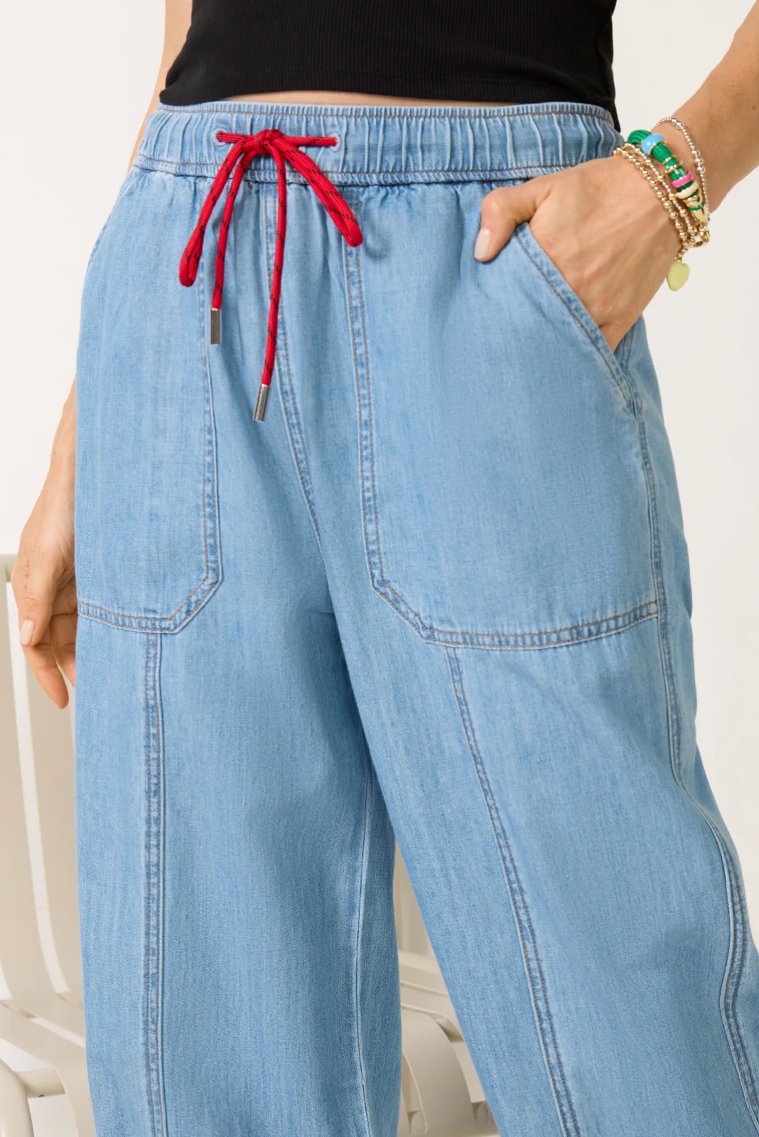 Soft Denim Pull On Taper Pant - Image 2