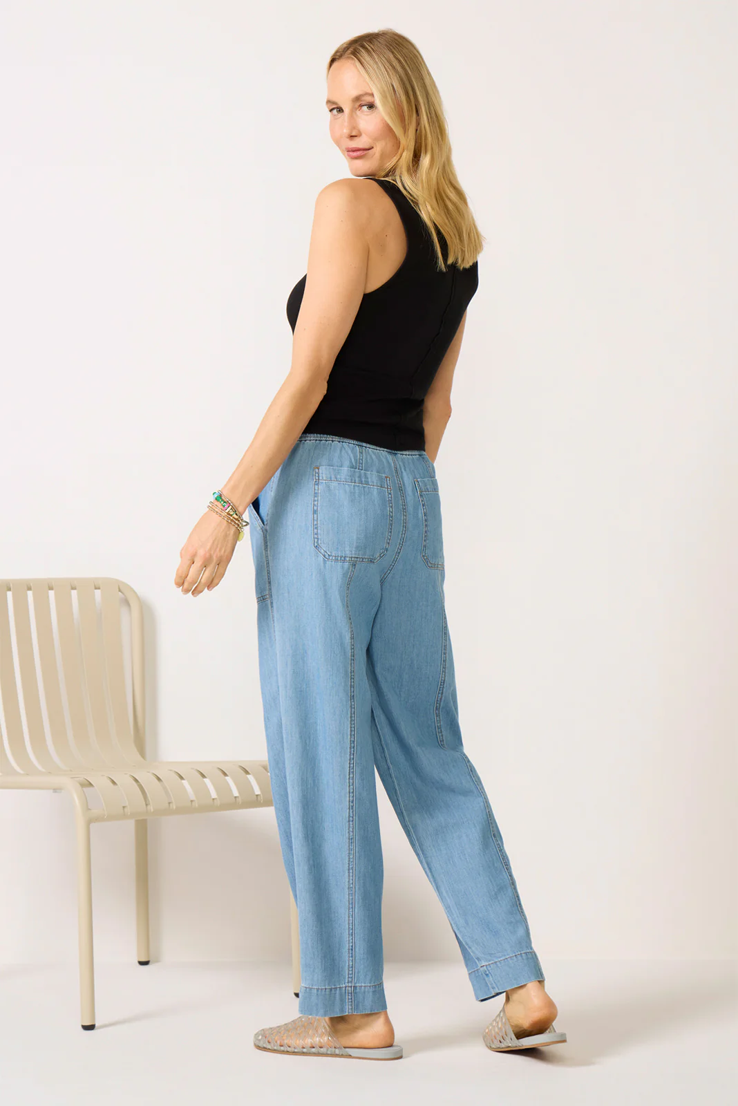 Soft Denim Pull On Taper Pant - Image 4
