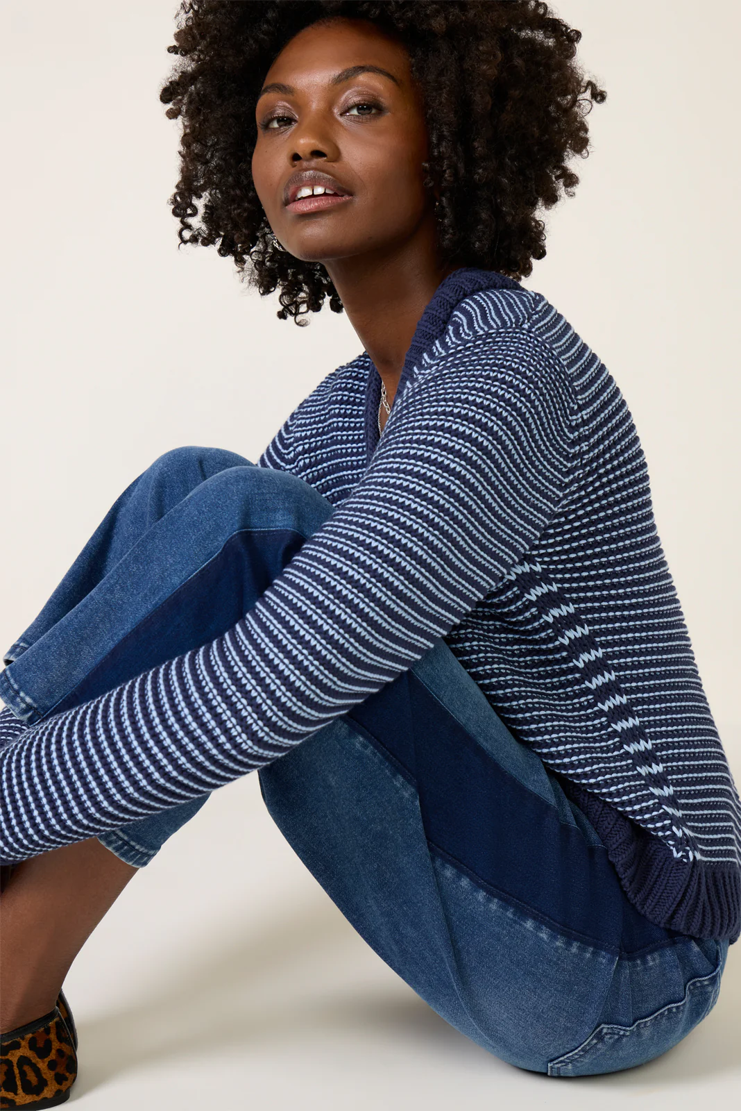 Striped Tape Yarn Sweater - Image 2