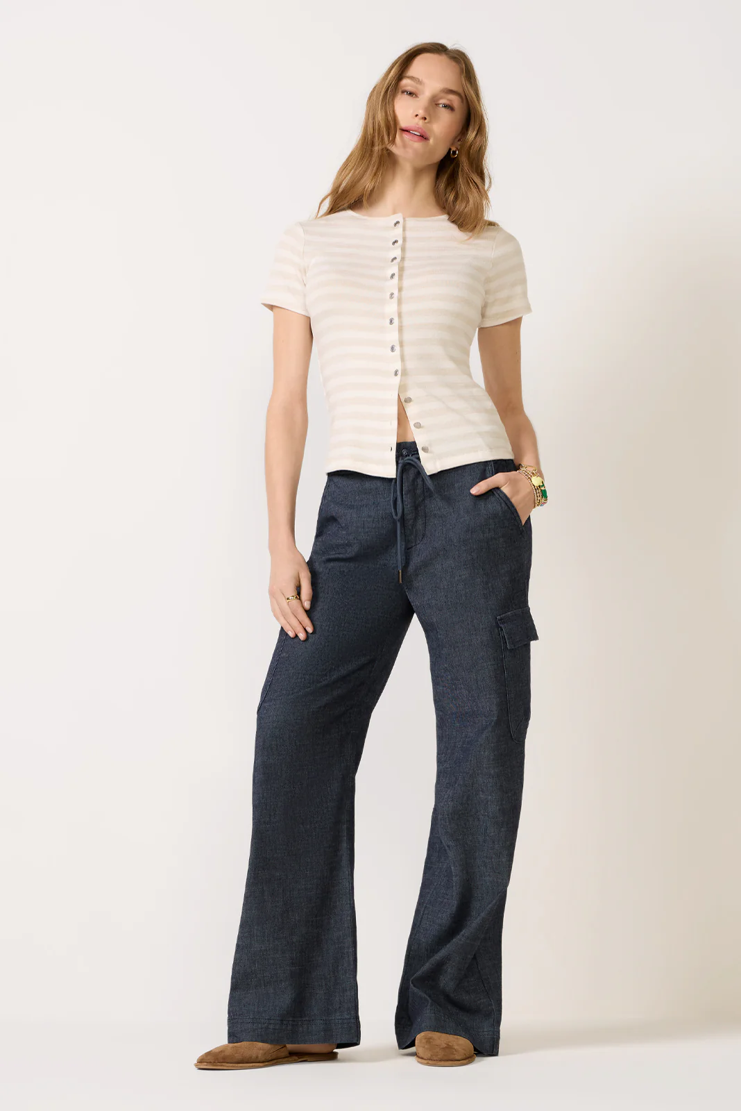 The Knit Stripe Button Tee - Image 2