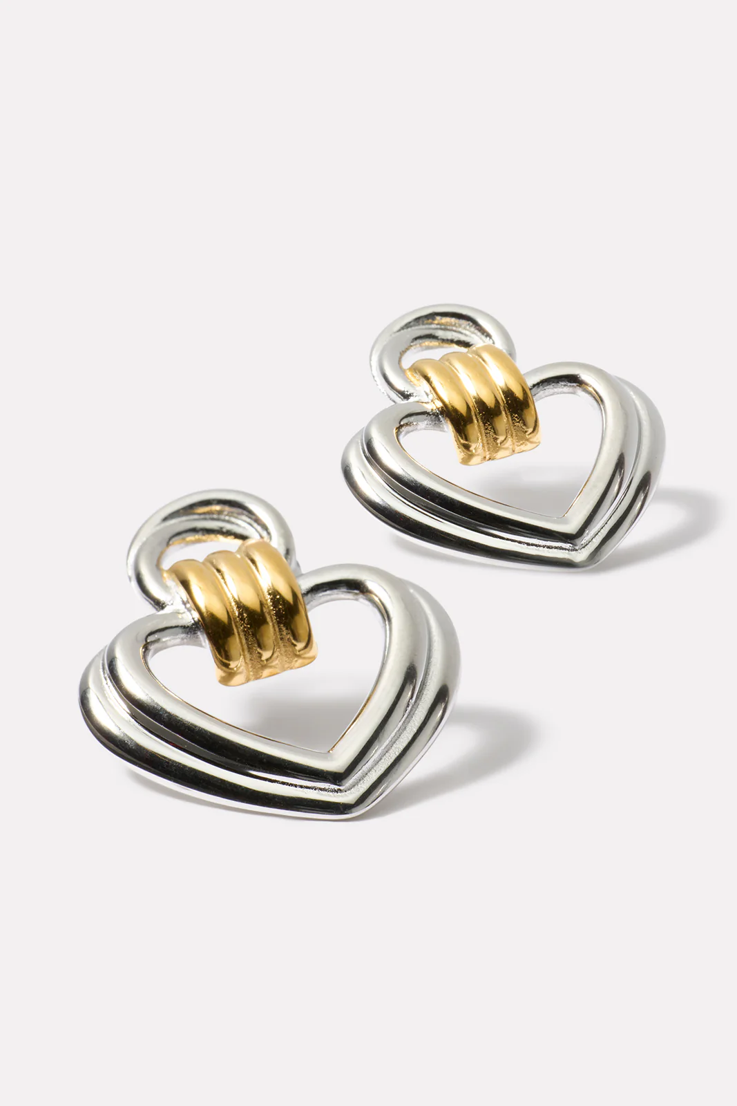 Tia Two Tone Heart Earrings - Image 2