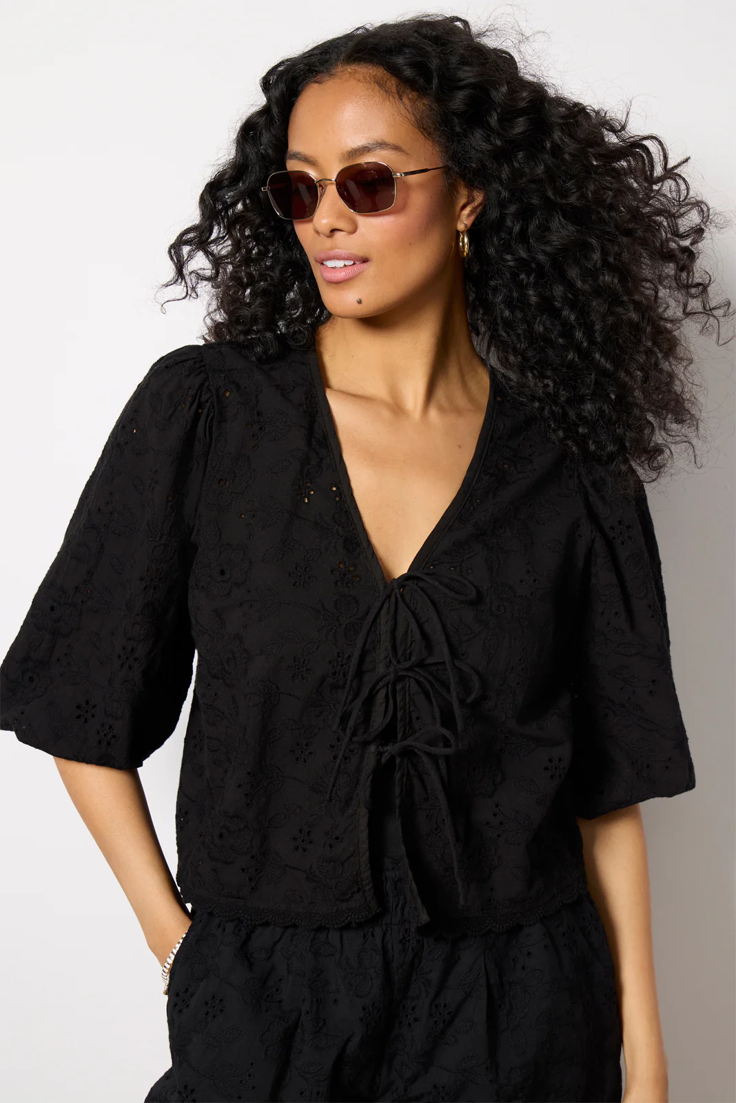 Tie Front Eyelet Top - Image 6
