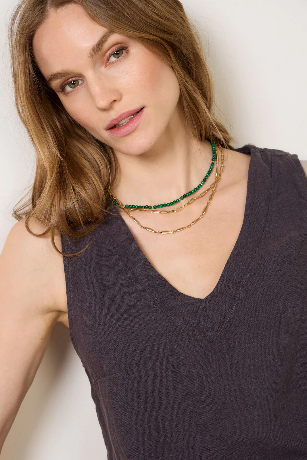 V Neck Linen Tank - Image 3