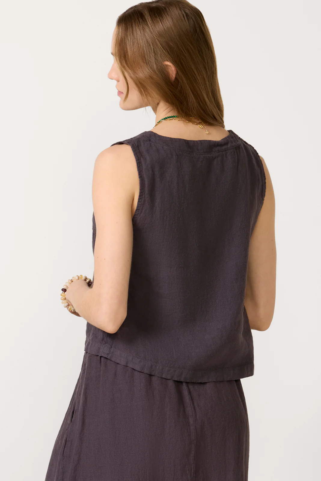 V Neck Linen Tank - Image 4
