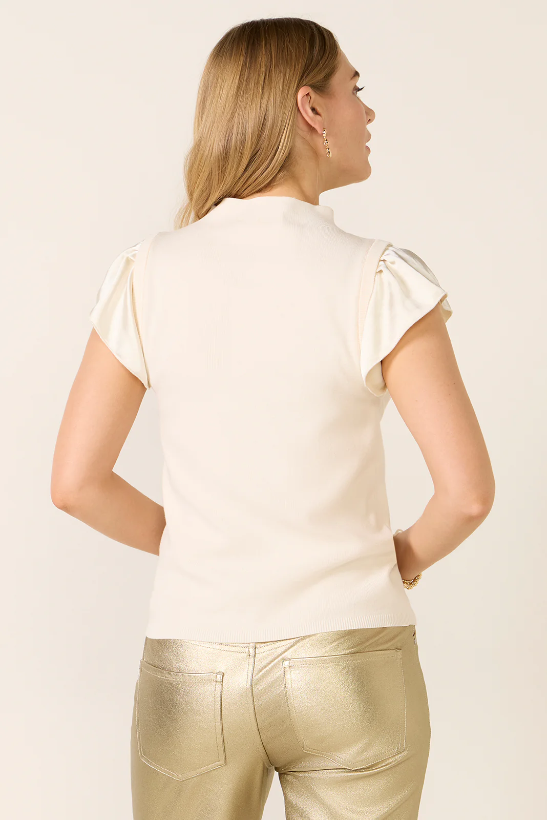 Yucca Mixed Media Satin Frill Sweater - Image 4